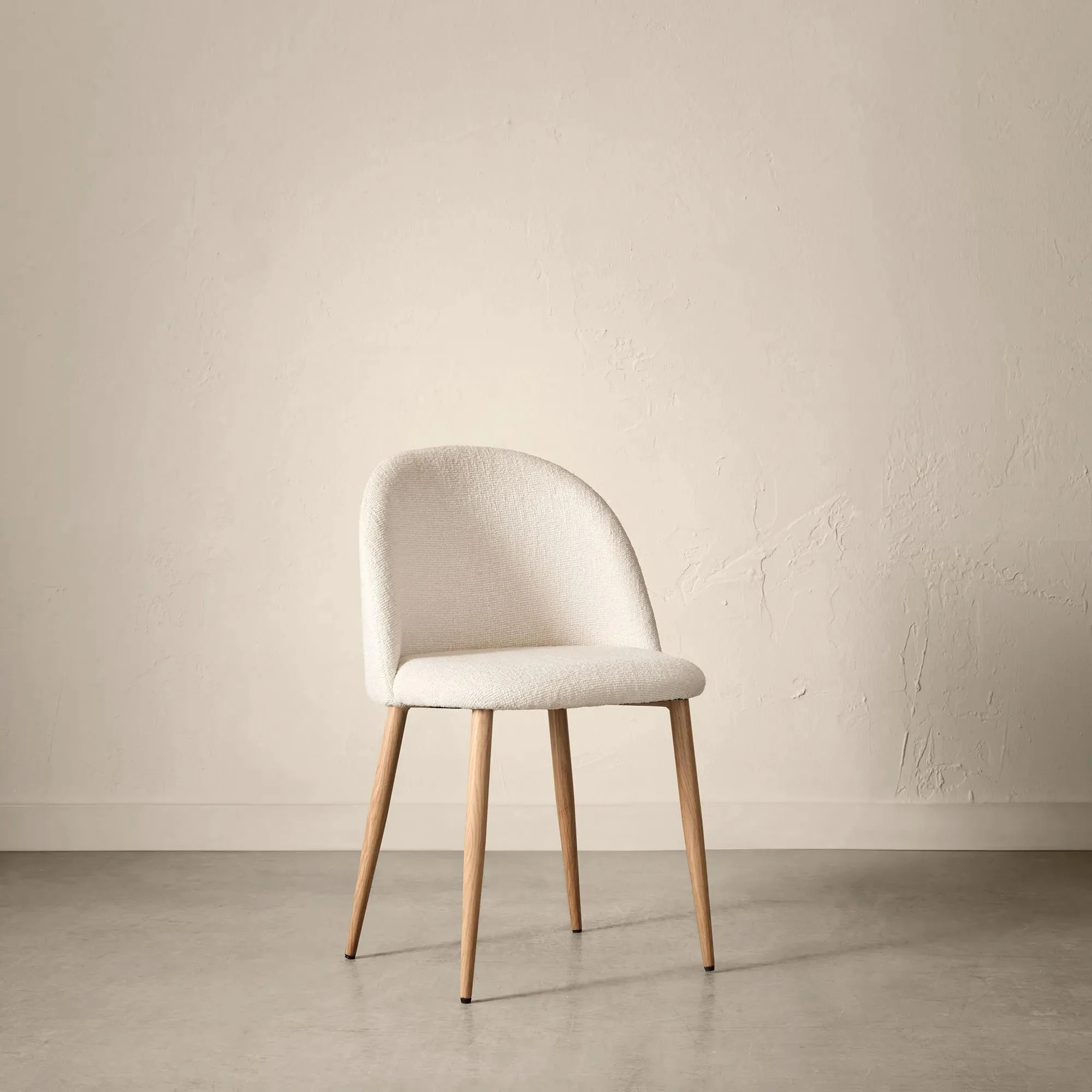 Cream Upholstered Chair with Rounded Back - Image 8