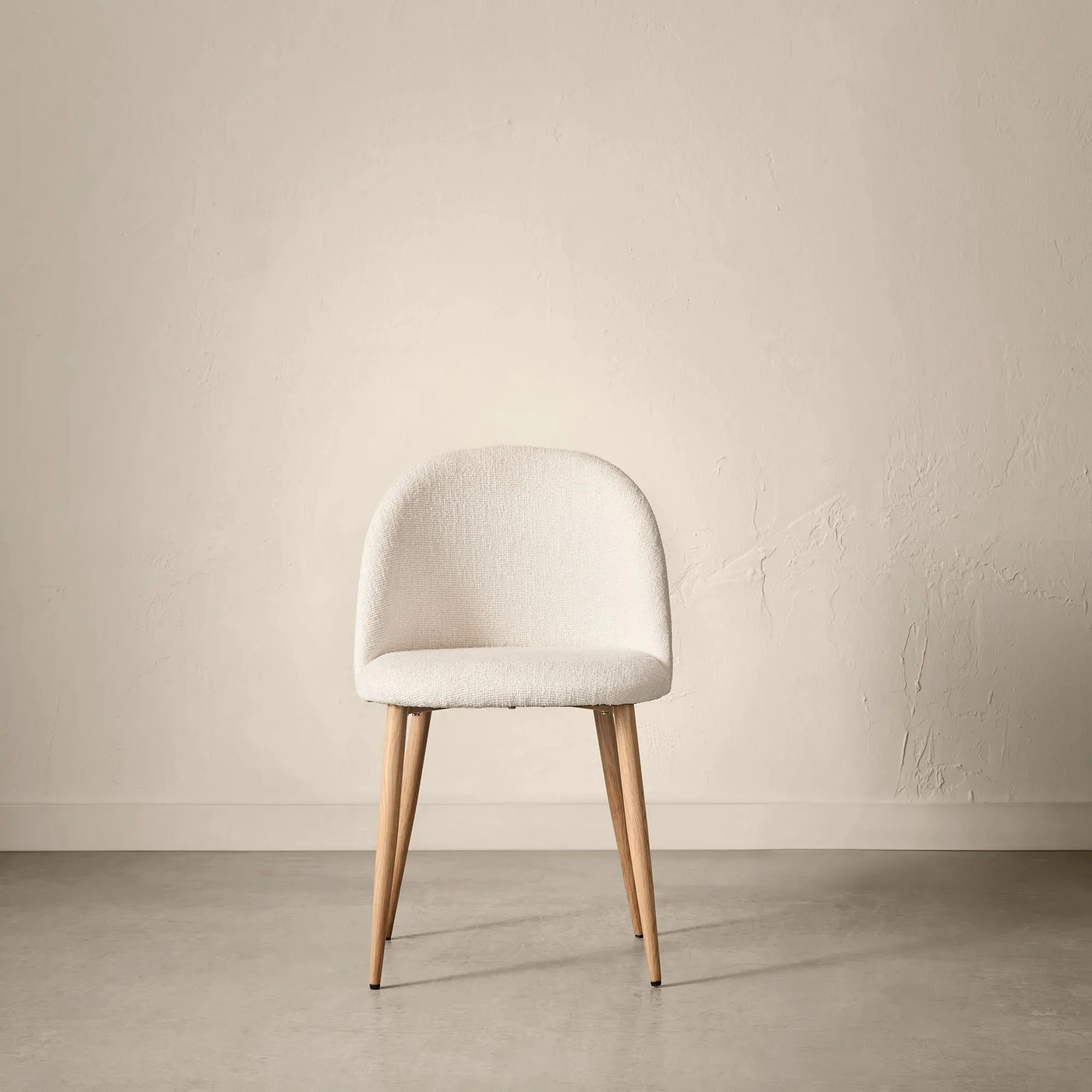 Cream Upholstered Chair with Rounded Back - Image 9