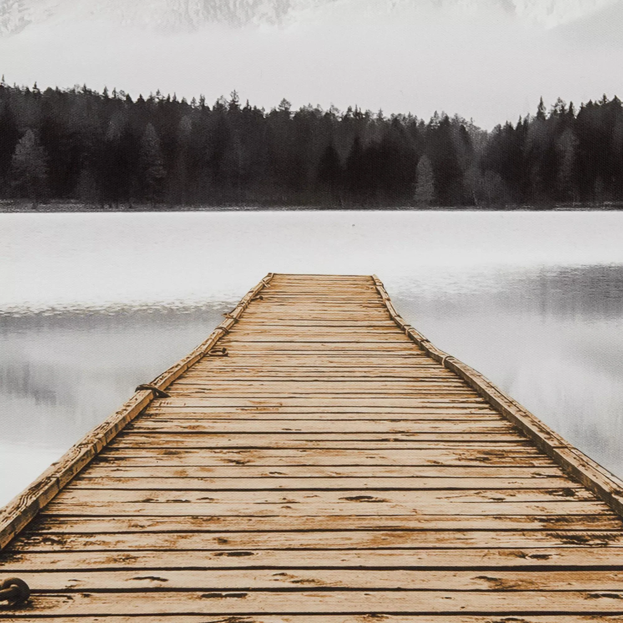 Dock with Mountain View Printed Canvas - Image 2