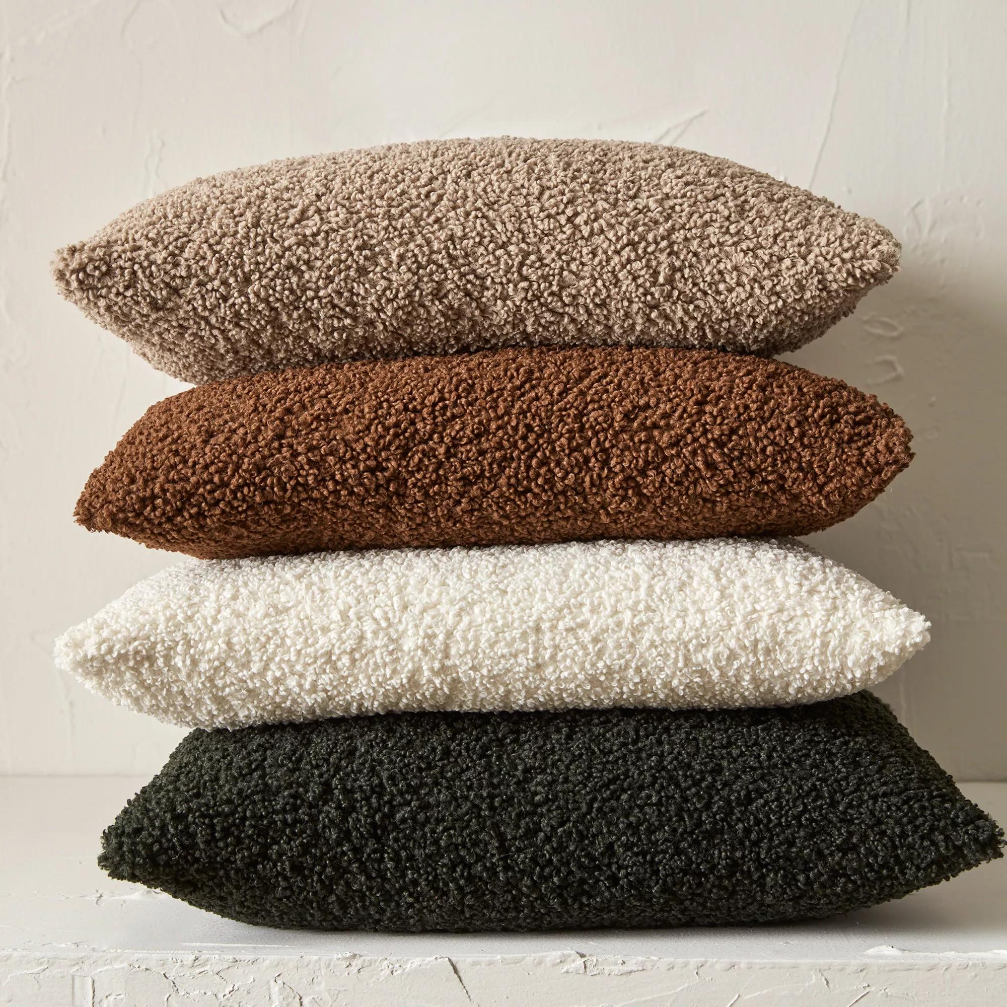 Beige Doodle Boucle Decorative Throw Pillow - Image 4