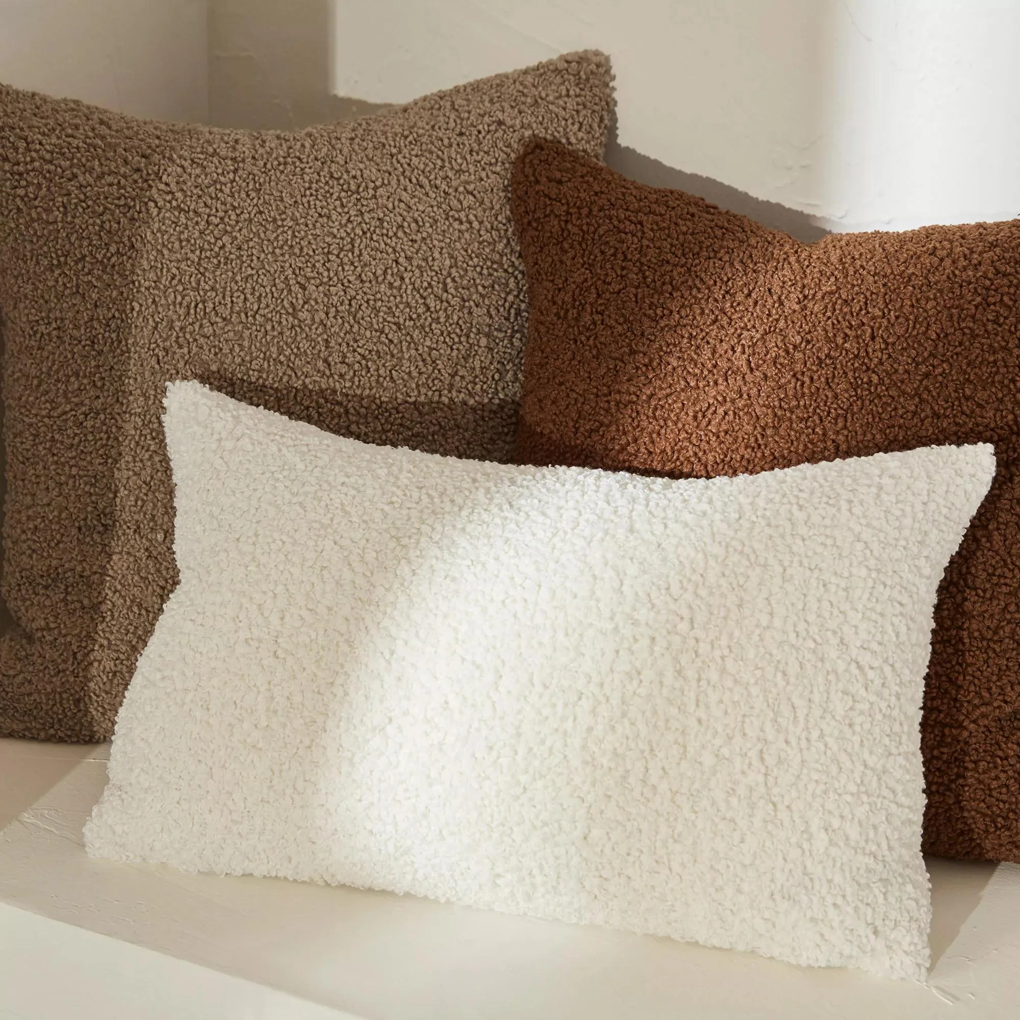 Beige Doodle Boucle Decorative Throw Pillow - Image 5