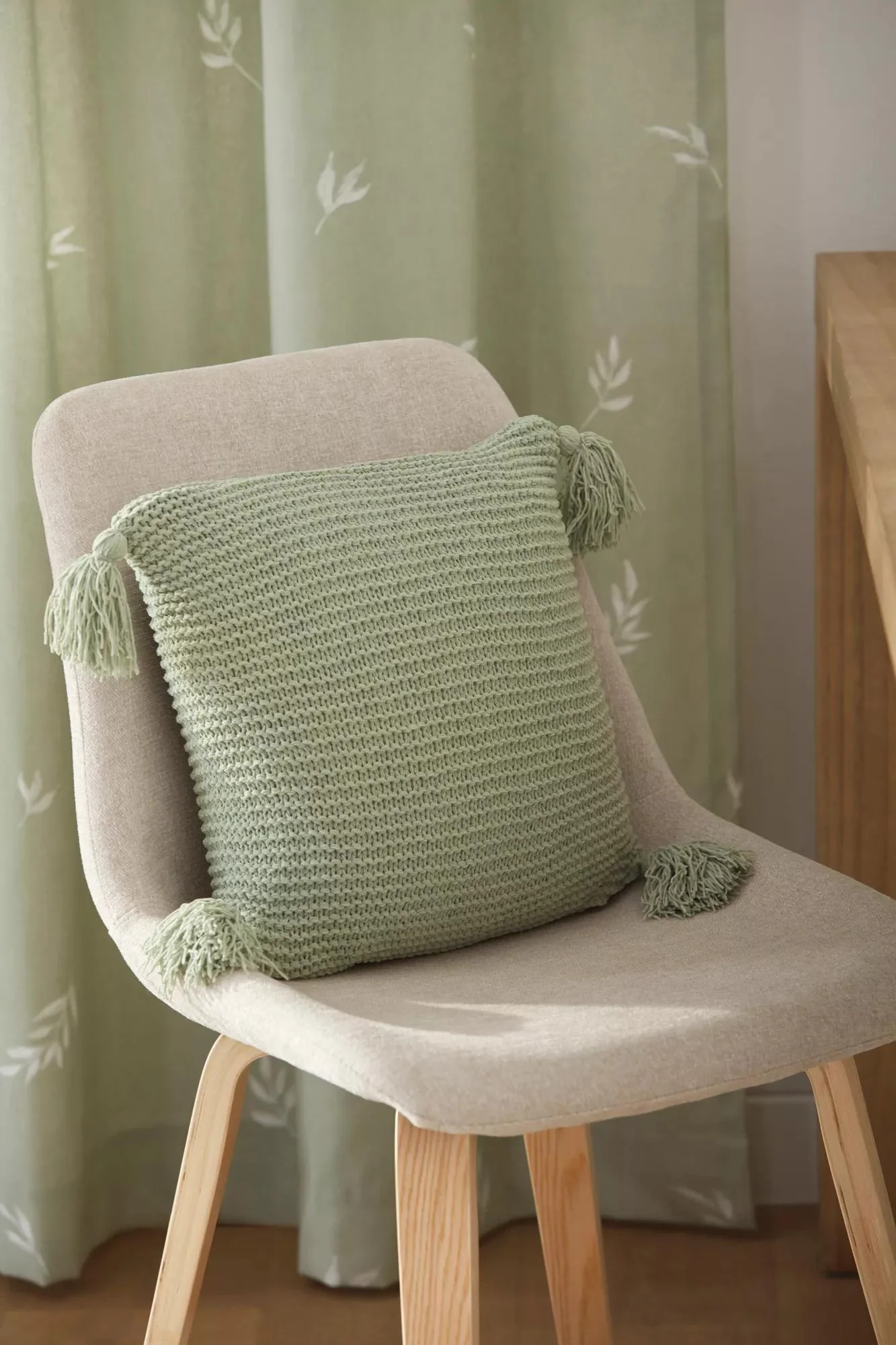 Sage Erna Decorative Pillow with Tassels - Image 2