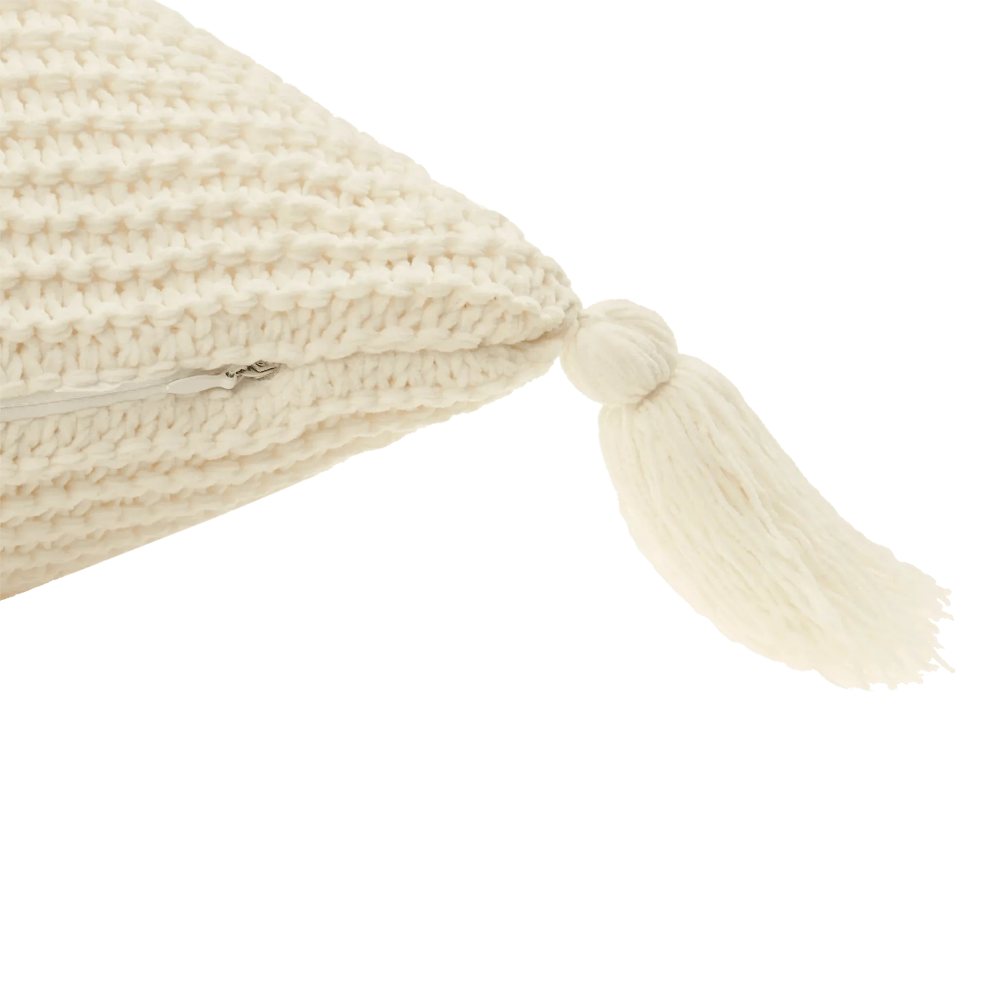 White Erna Decorative Pillow with Tassels - Image 2