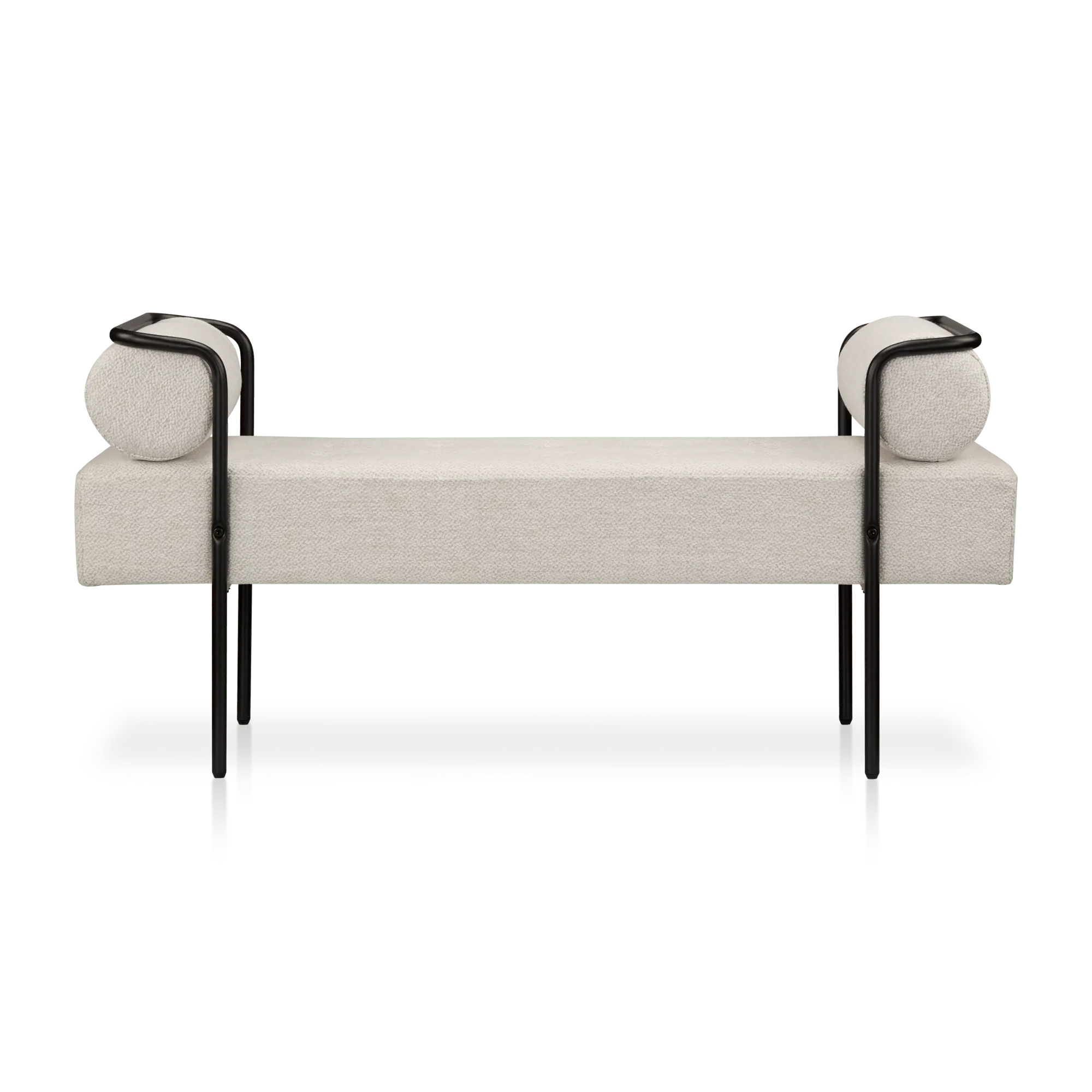 Fabric and Black Metal Bench - Image 2