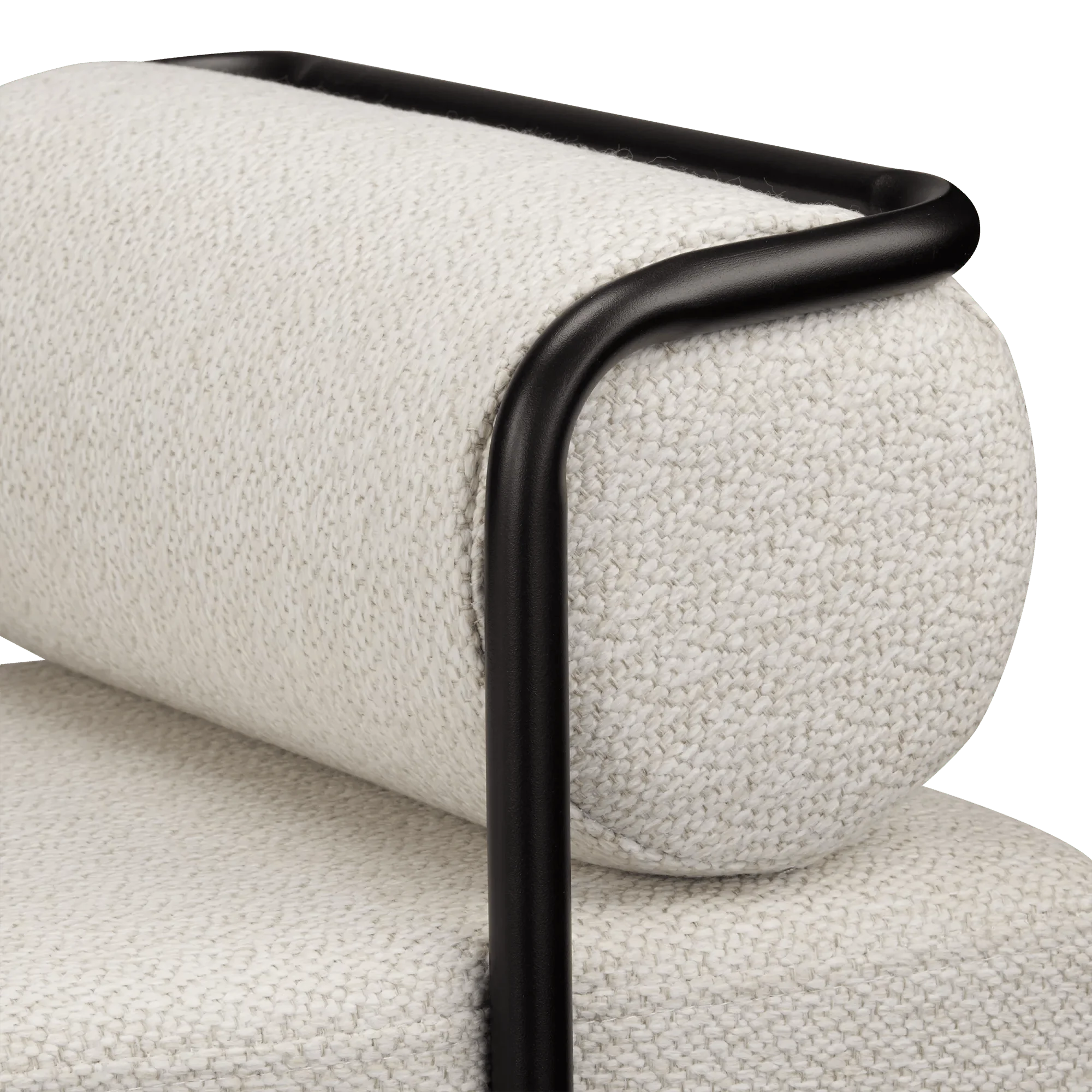 Fabric and Black Metal Bench - Image 3