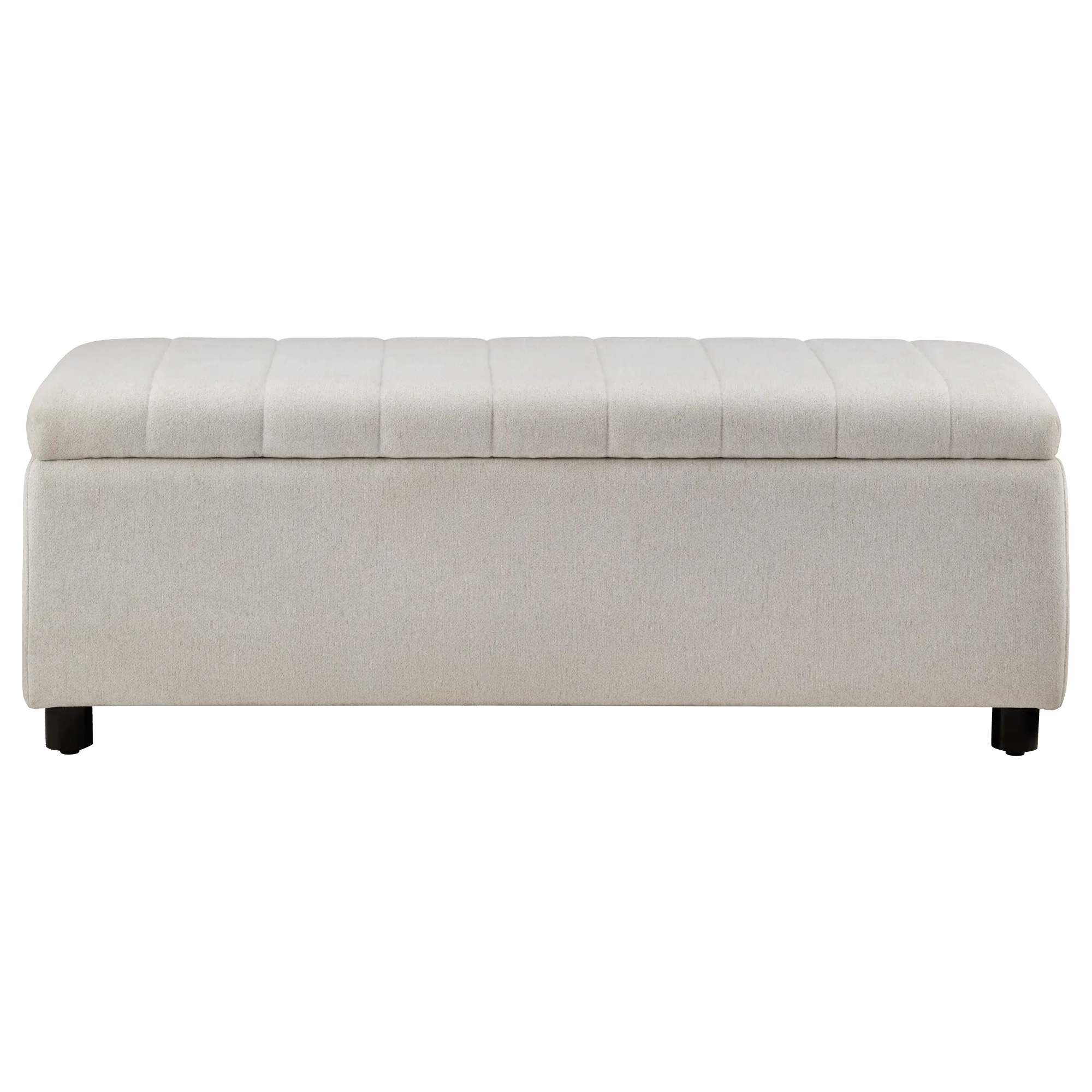 Fabric and Black Wood Bench - Image 5
