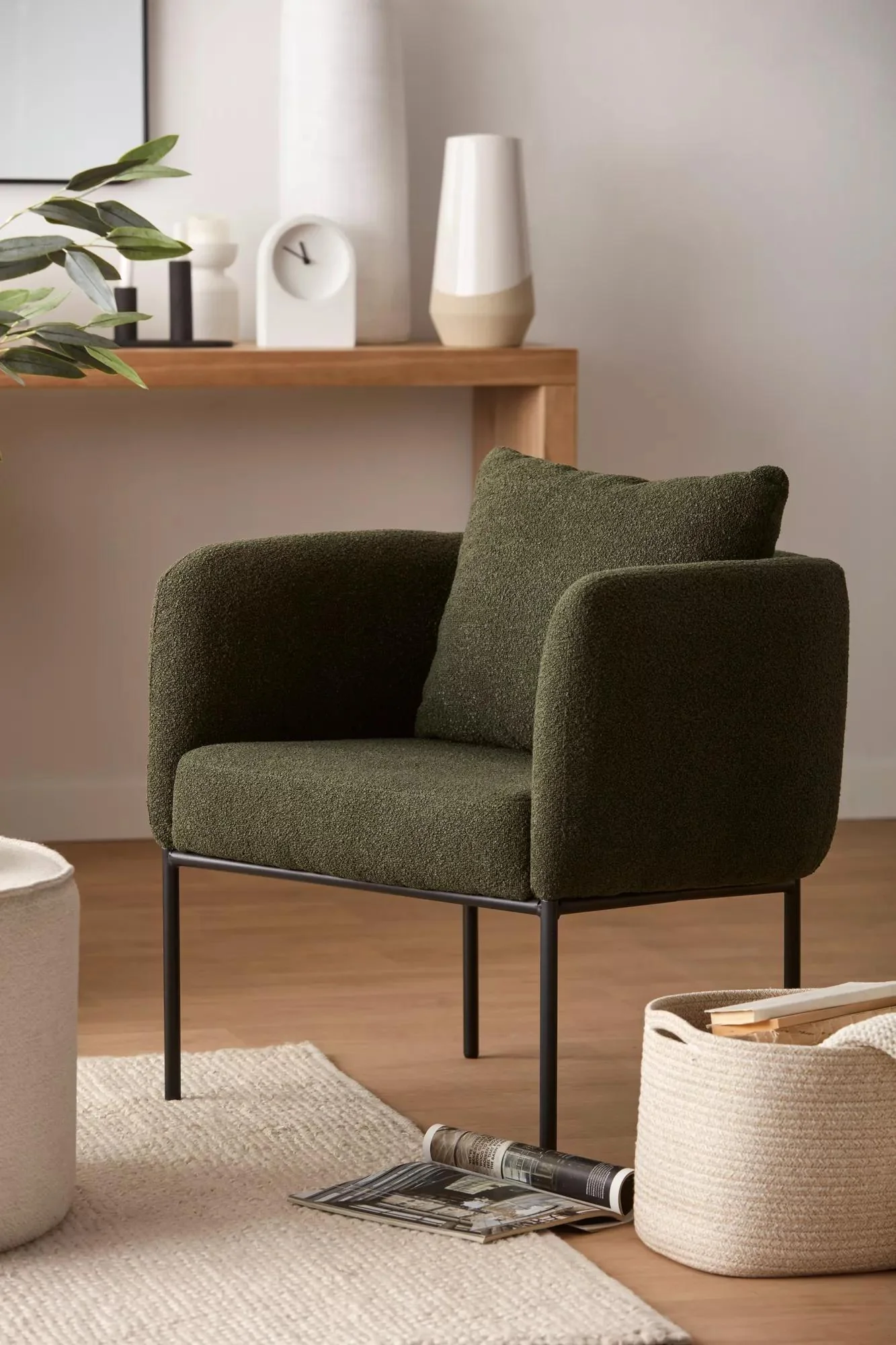 Fabric and Metal Accent Chair - Image 2