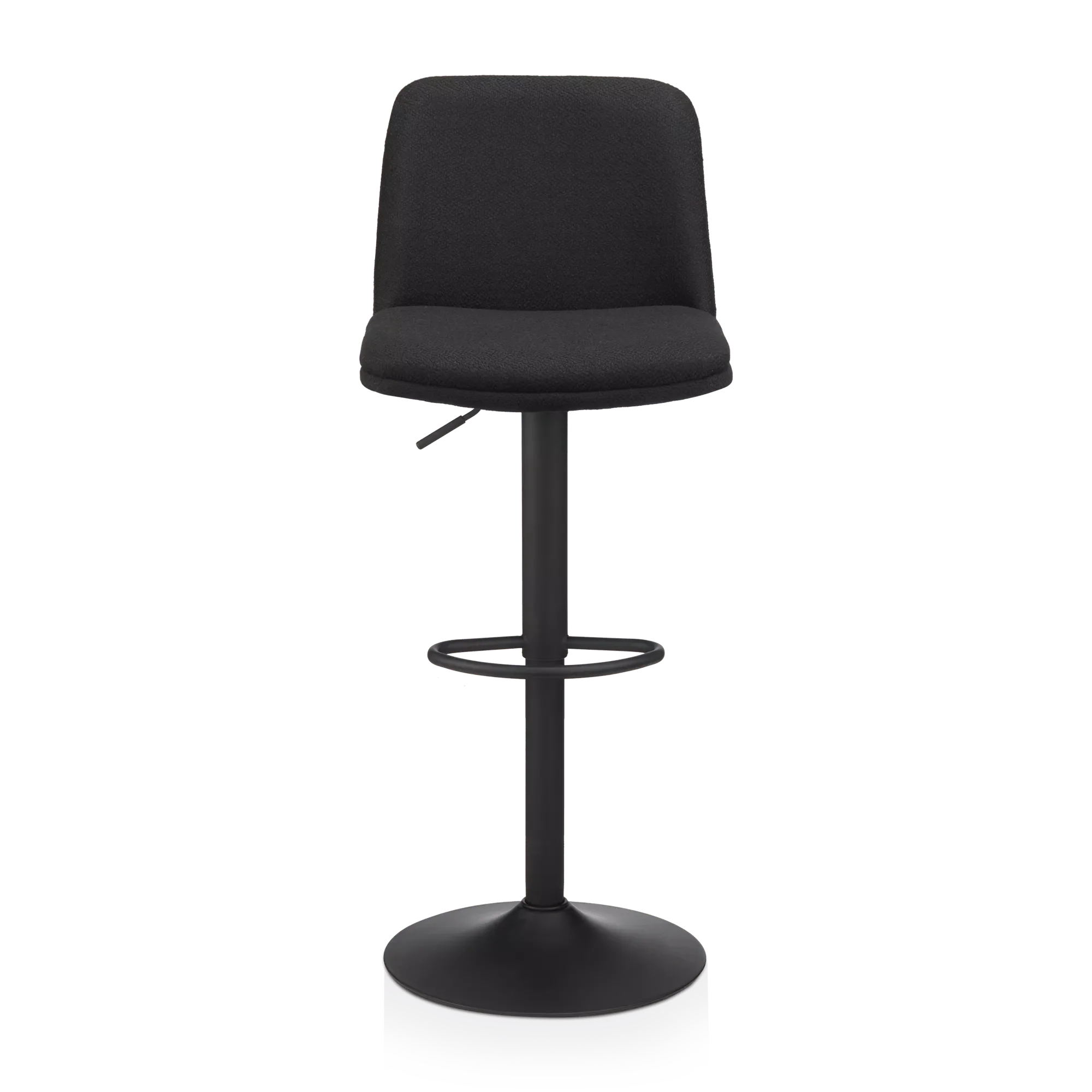 Black Fabric and Metal Adjustable Bar Stool - Image 4