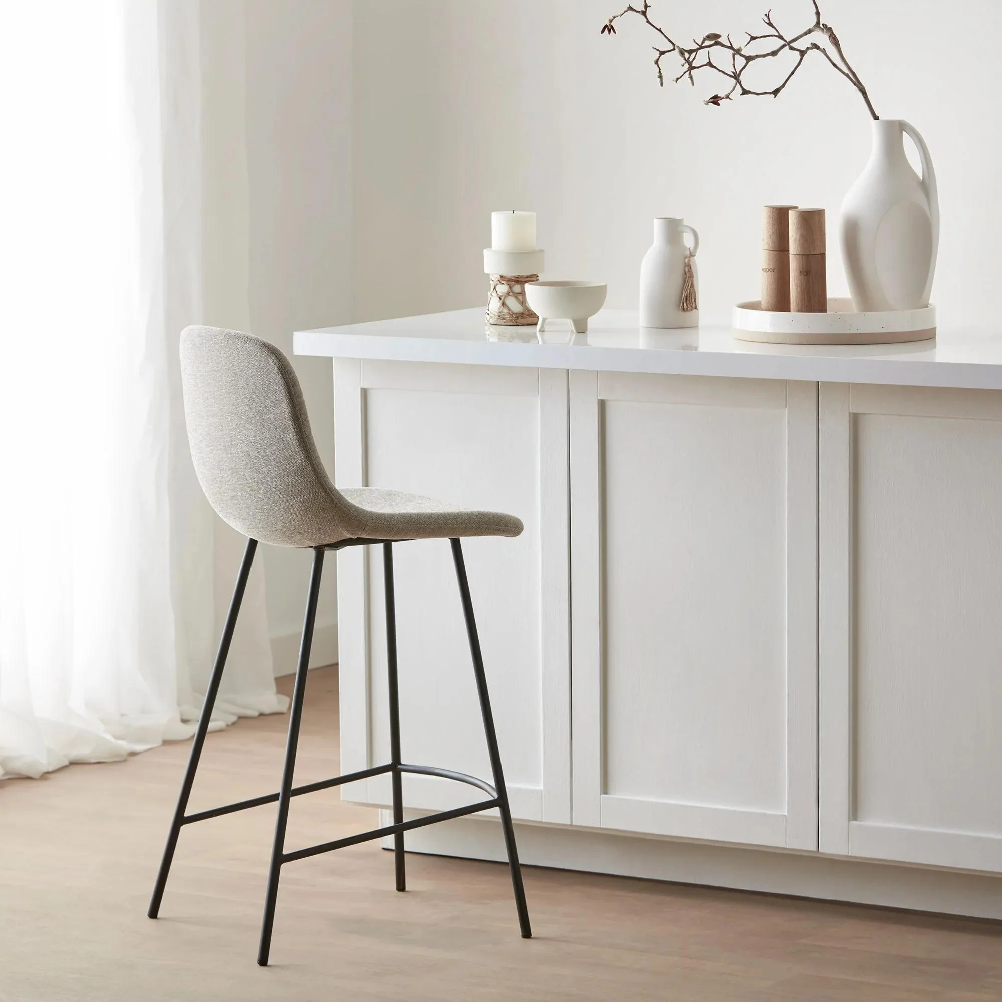 Fabric and Metal Bar Stool - Image 2