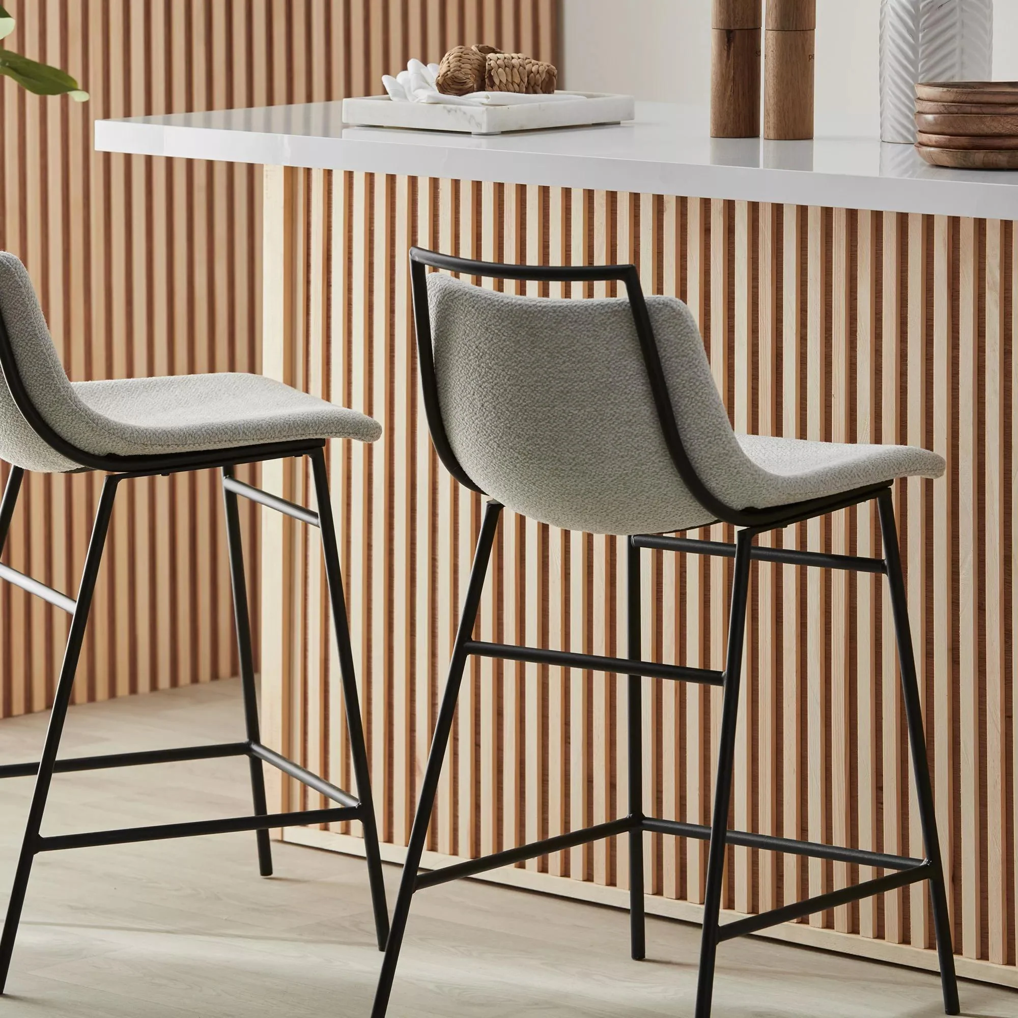 Fabric and Metal Counter Stool - Image 3