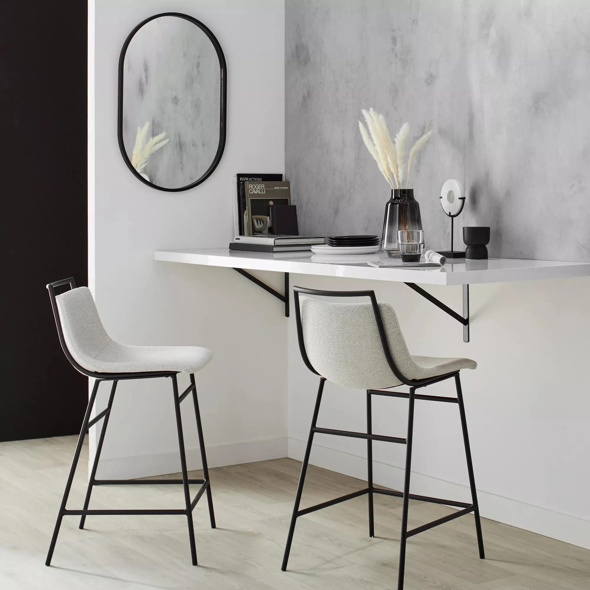 Fabric and Metal Counter Stool - Image 4