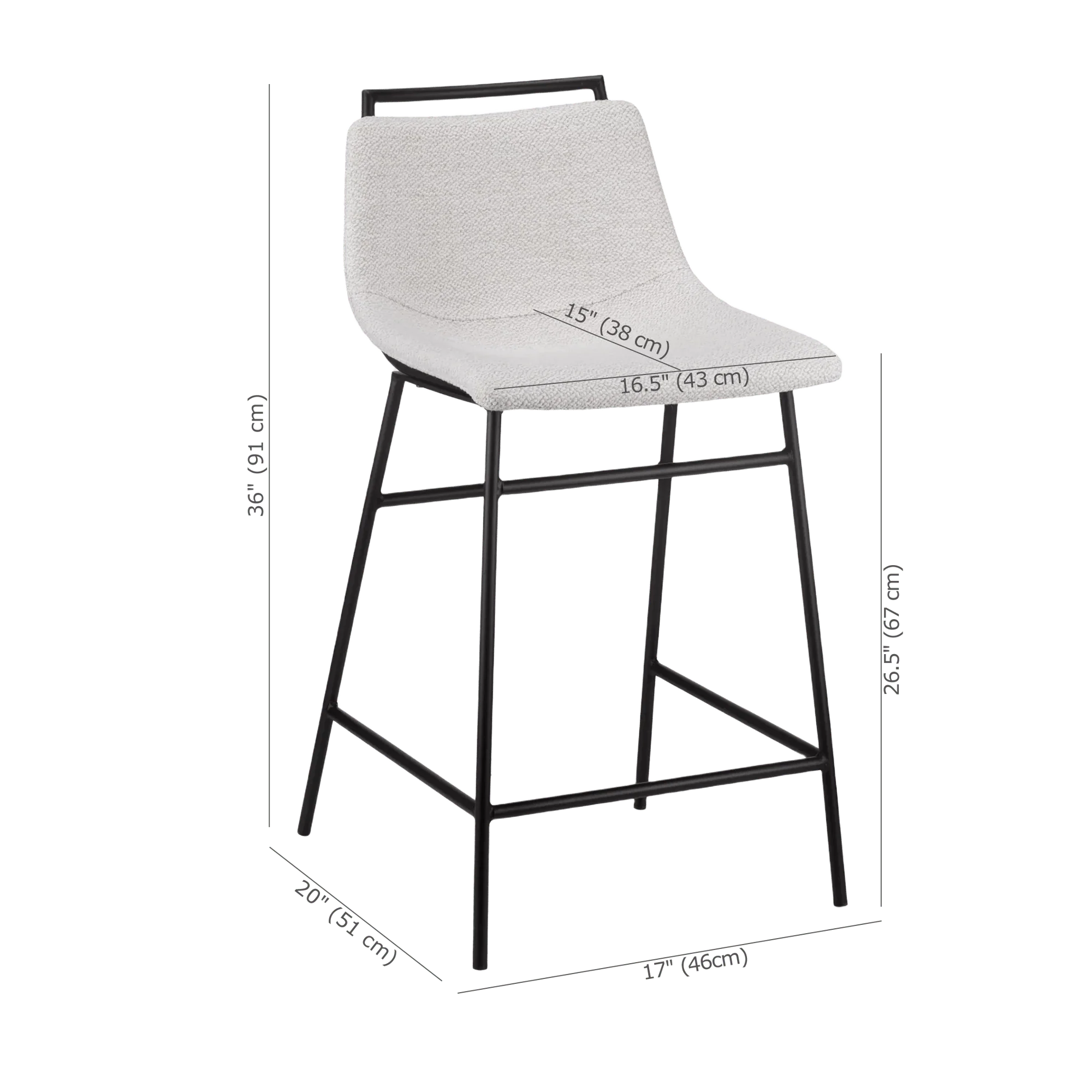 Fabric and Metal Counter Stool - Image 5
