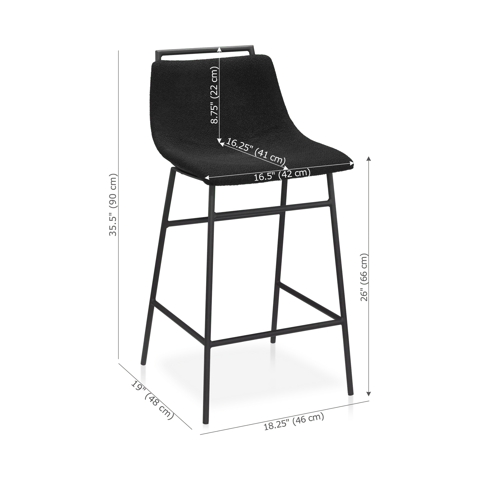 Fabric and Metal Counter Stool - Image 4