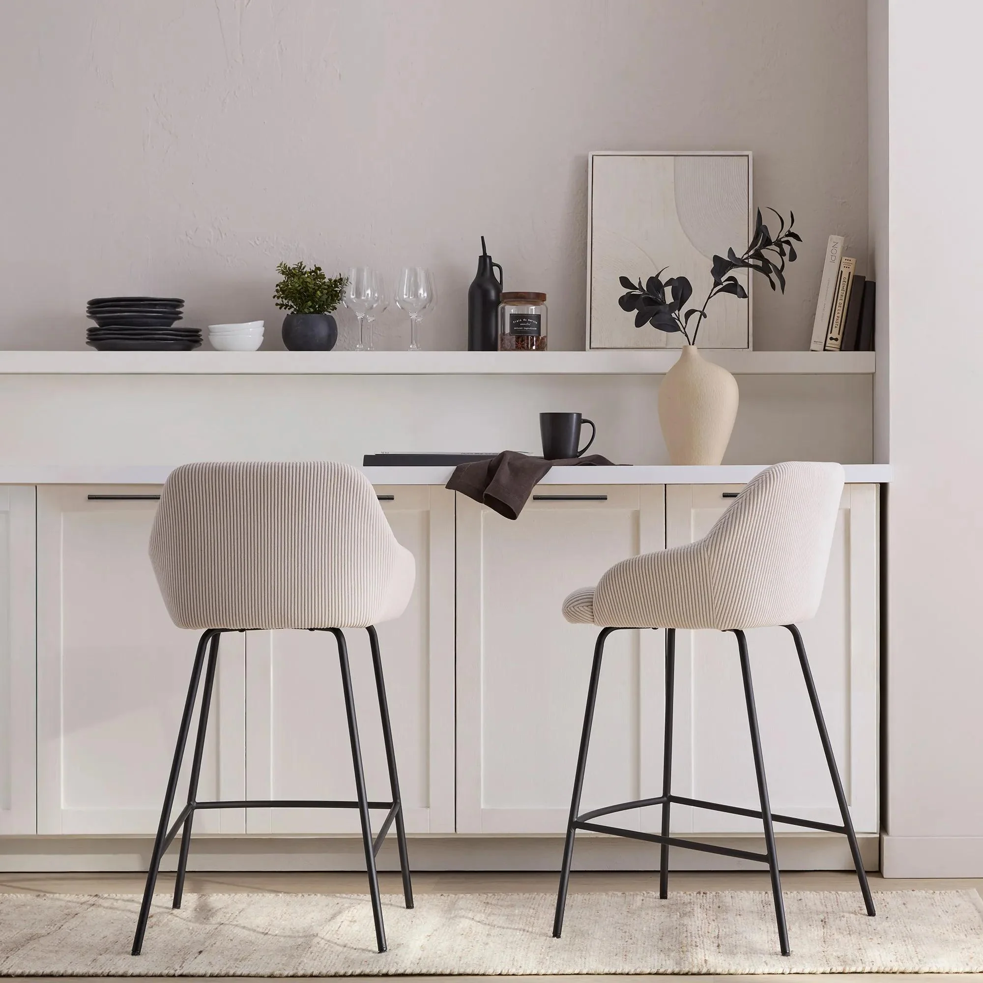 Fabric and Metal Counter Stool - Image 2