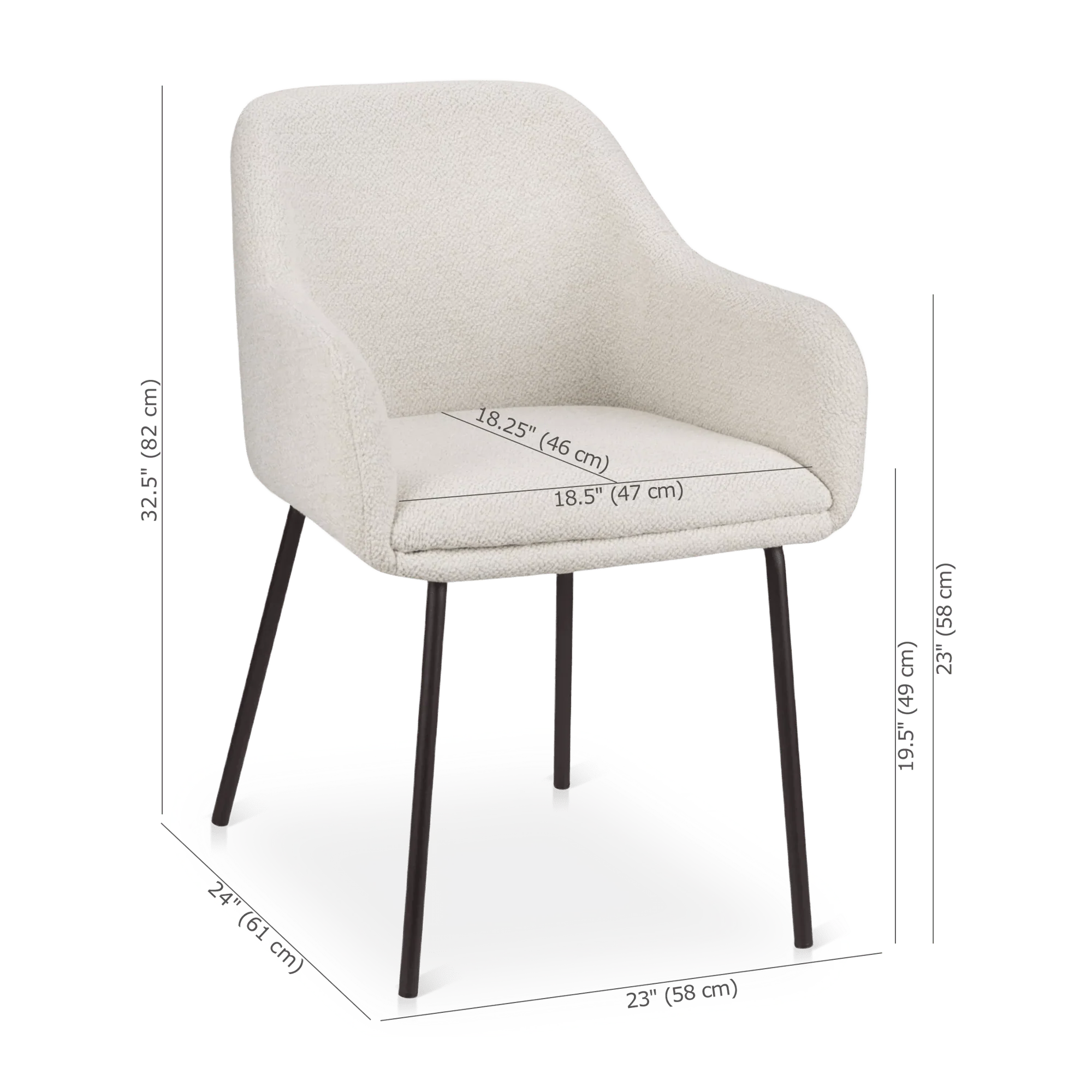 Fabric and Metal Dining Chair - Image 4