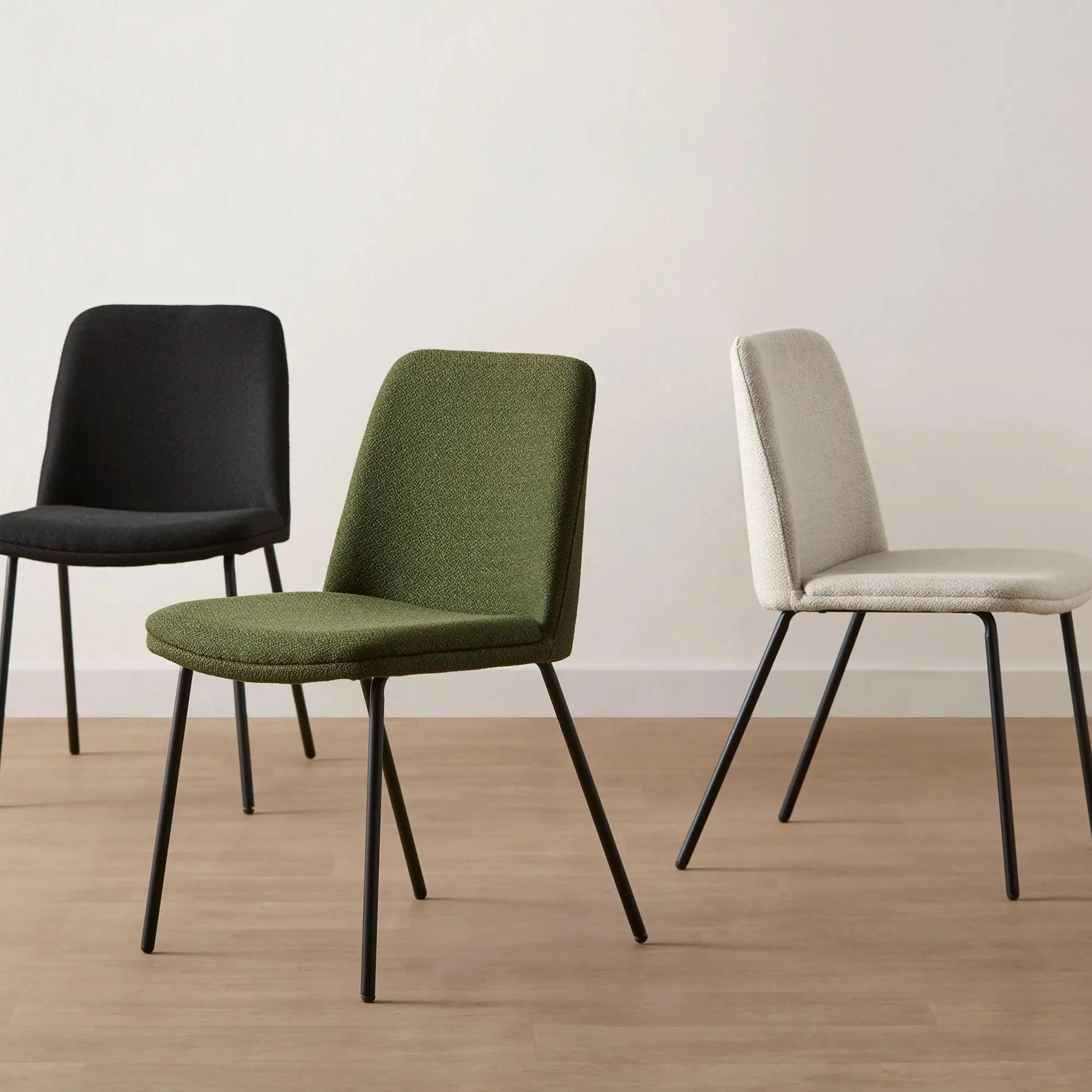Black Fabric and Metal Dining Chair - Image 3