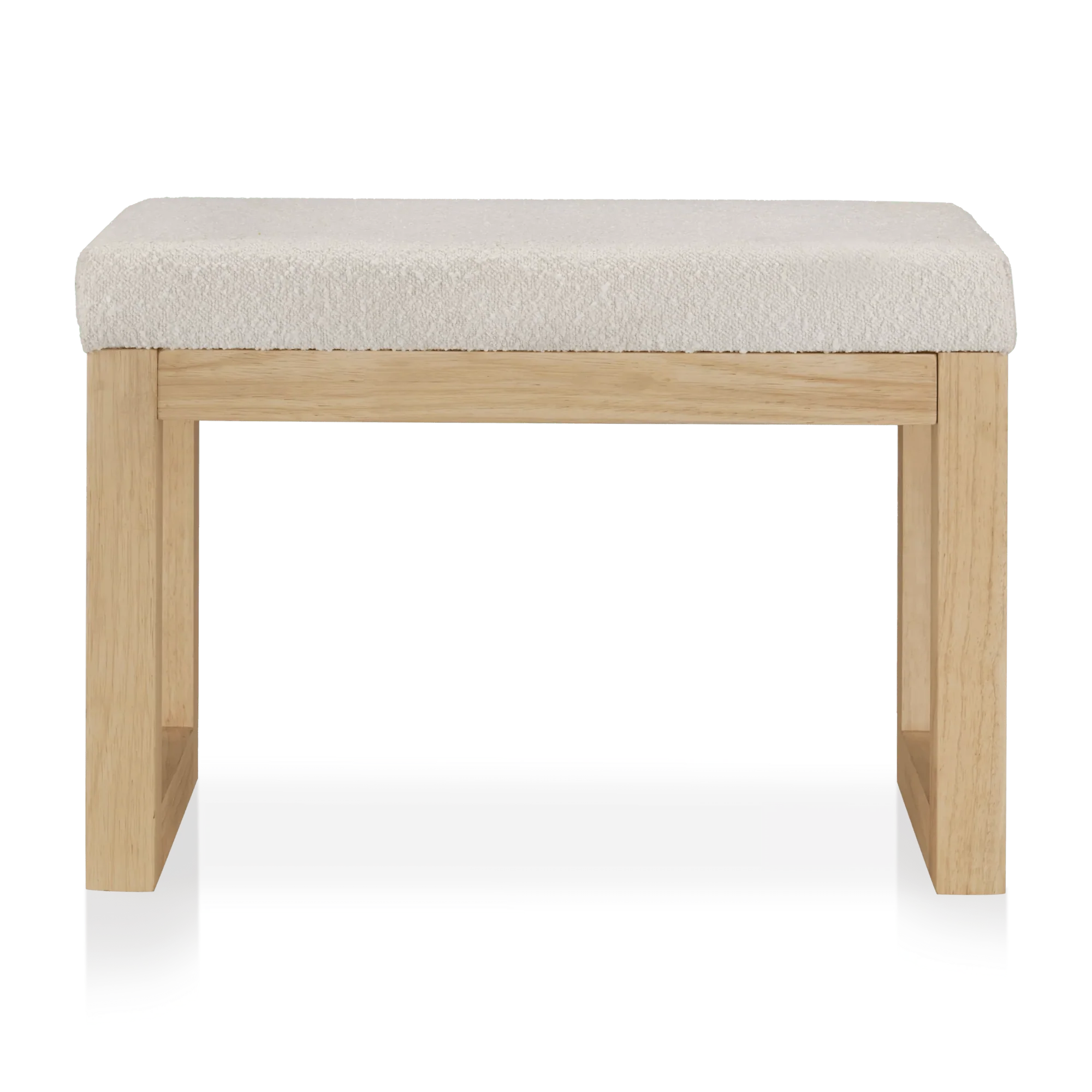 Fabric and Natural Wood Bench - Image 3