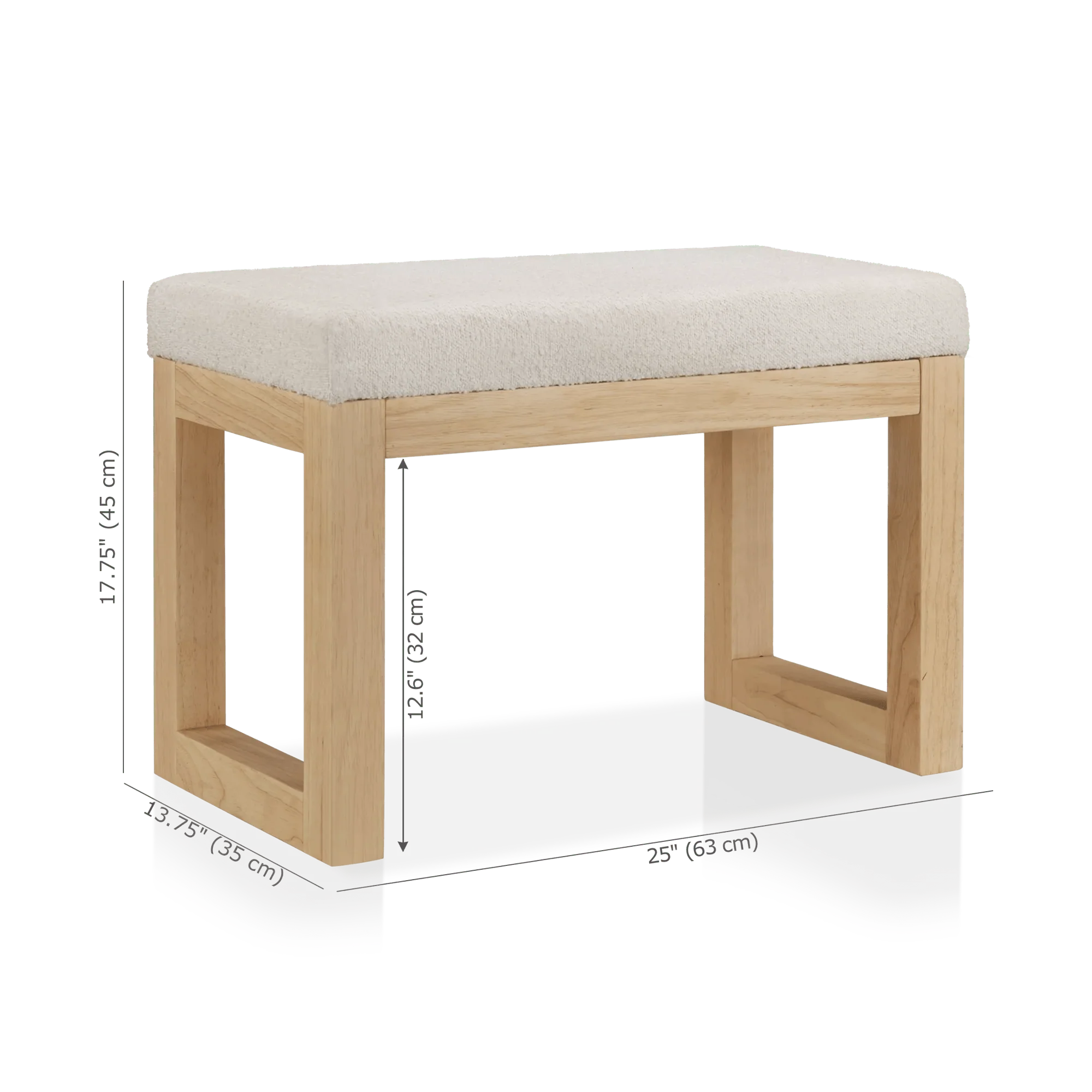 Fabric and Natural Wood Bench - Image 4