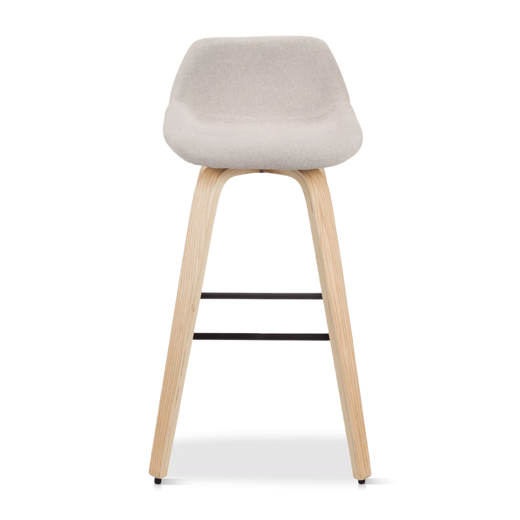 Fabric and Natural Wood Stool - Image 3
