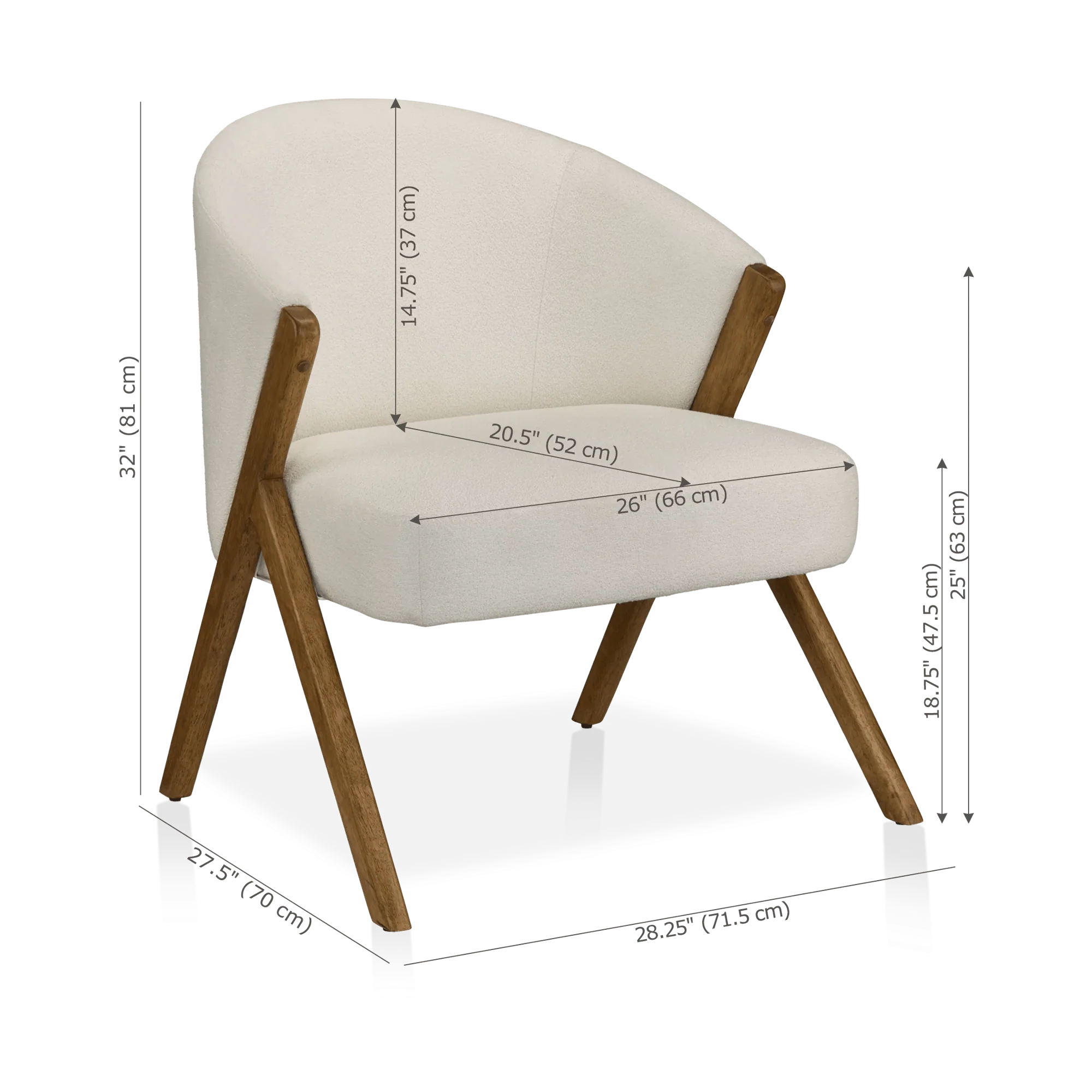 Fabric and Wood Accent Chair - Image 4