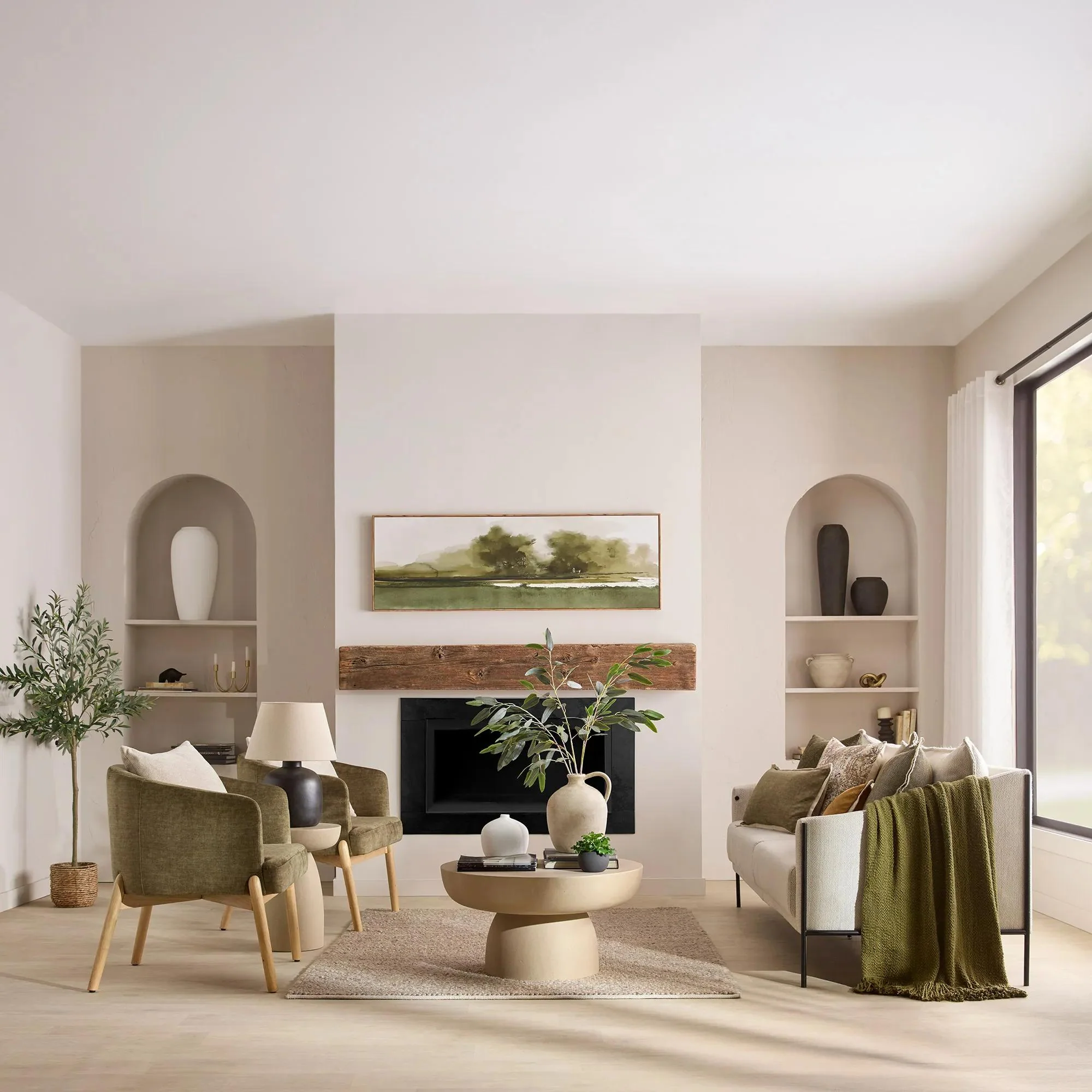 Fabric and Wood Accent Chair - Image 3