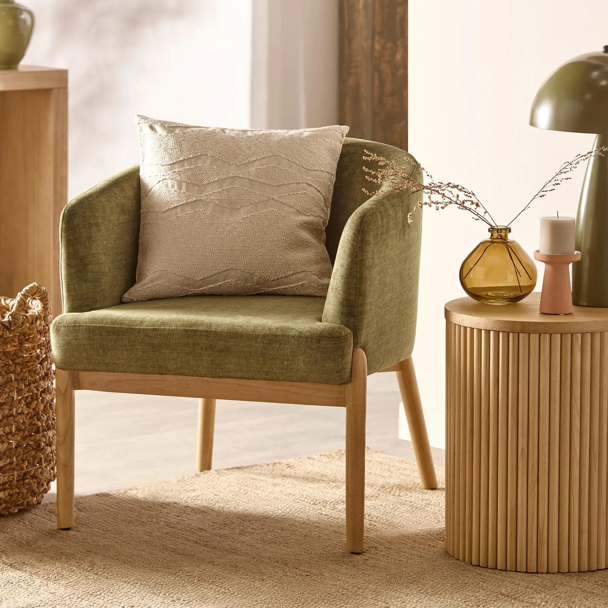 Fabric and Wood Accent Chair - Image 8