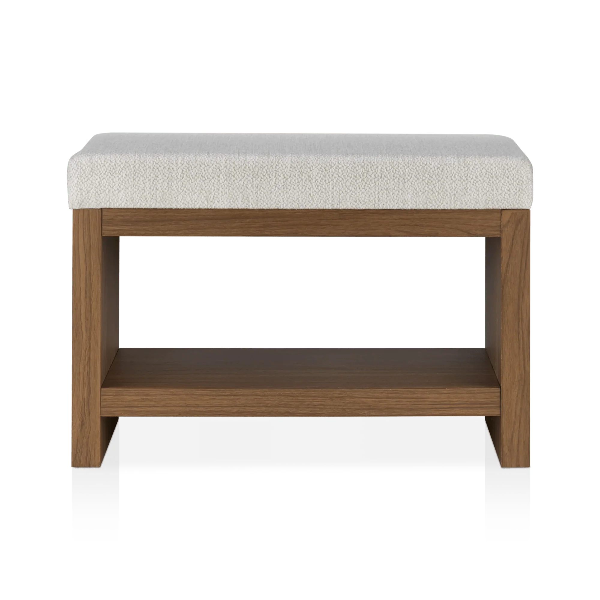 Fabric and Wood Bench with Shoe Rack - Image 2