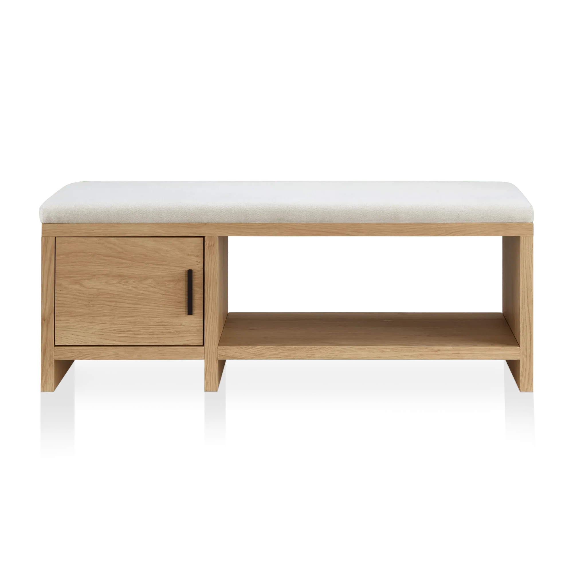 Fabric and Wood Bench with Shoe Rack and Storage - Image 4