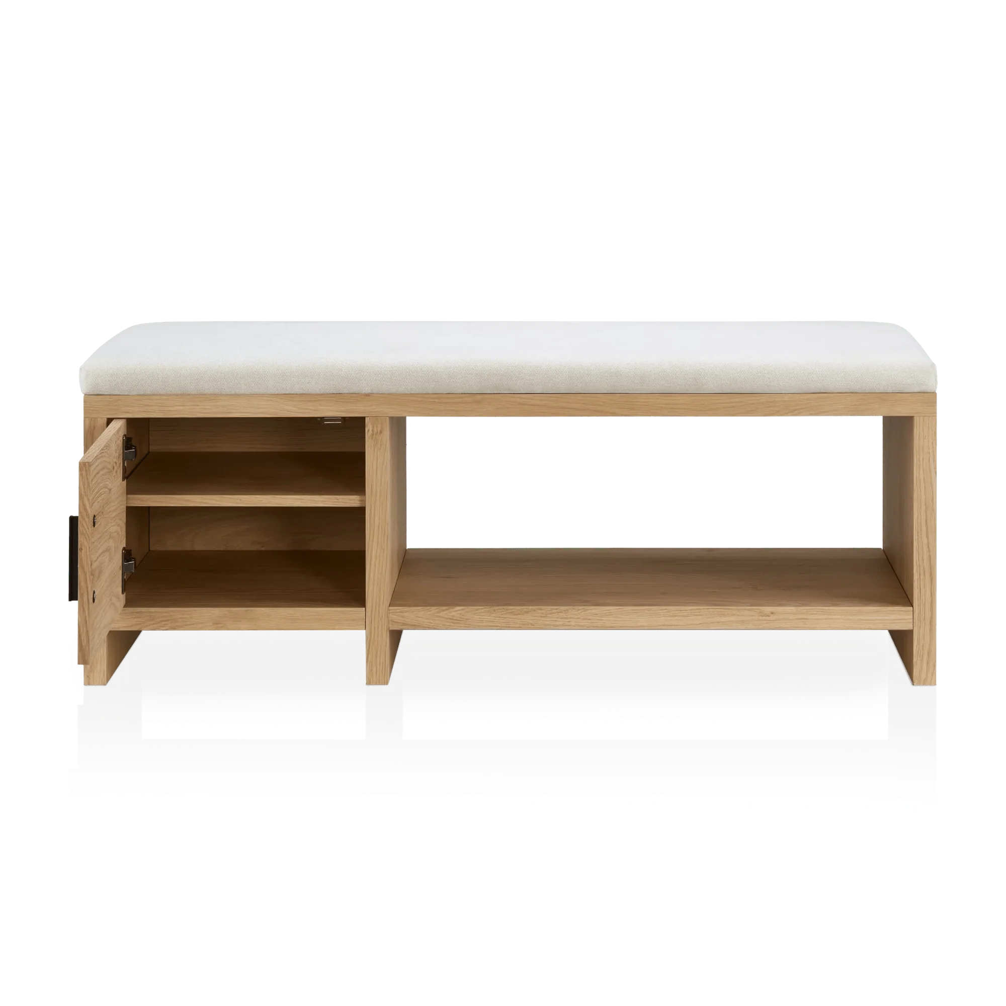 Fabric and Wood Bench with Shoe Rack and Storage - Image 5