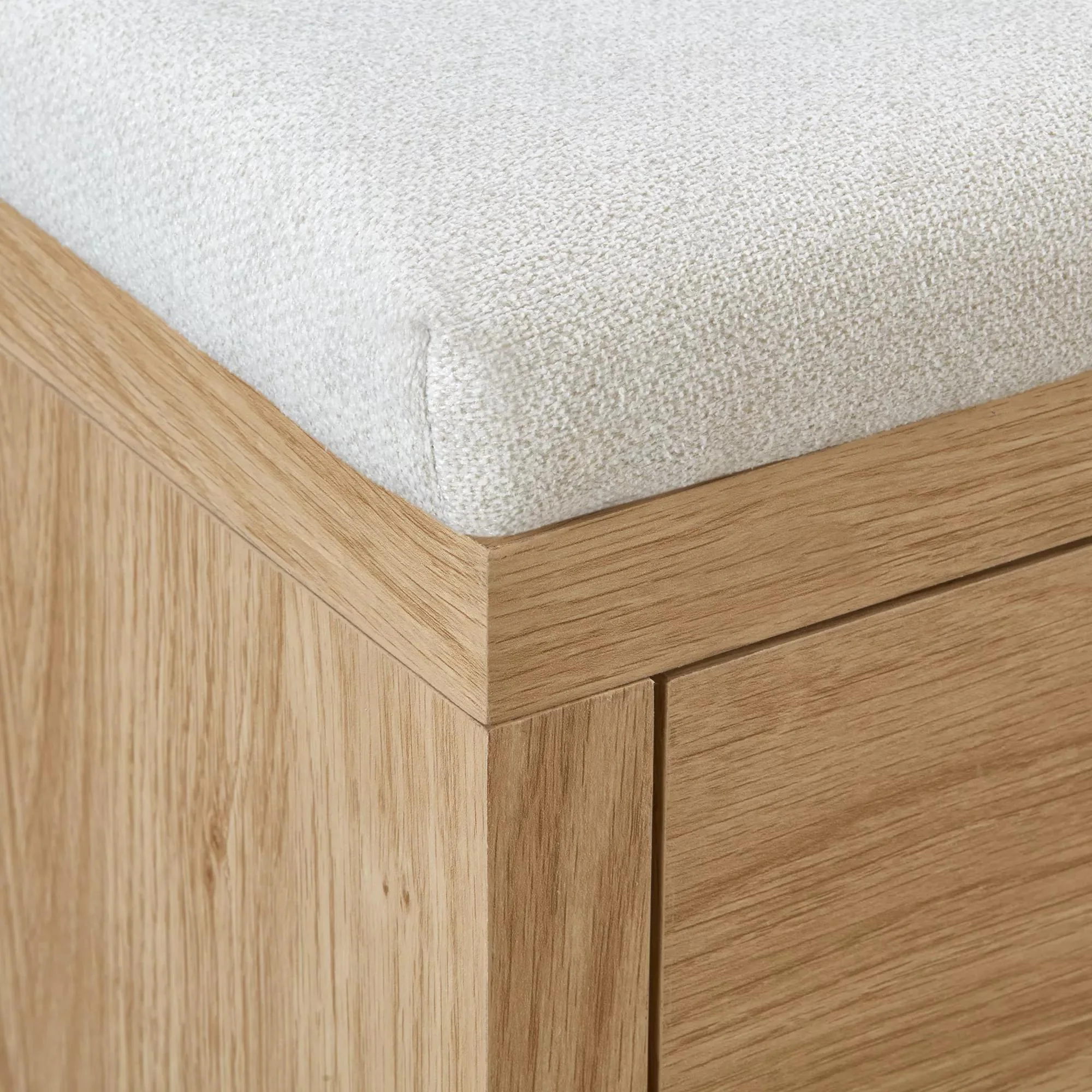 Fabric and Wood Bench with Shoe Rack and Storage - Image 6