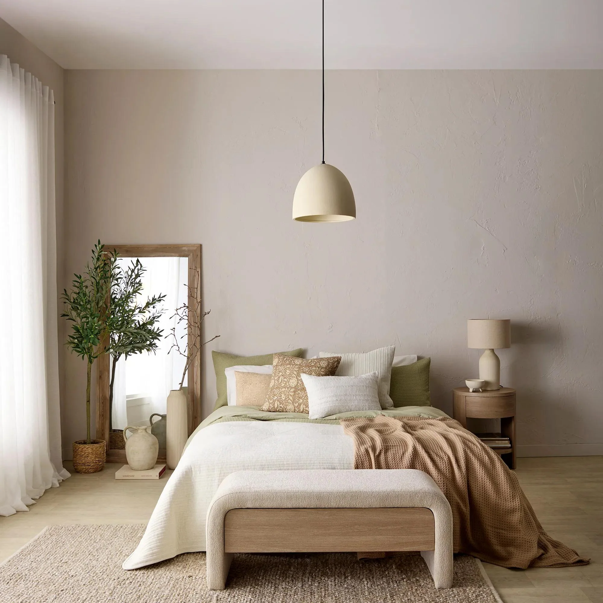 Fabric and Wood Bench with Storage - Image 2