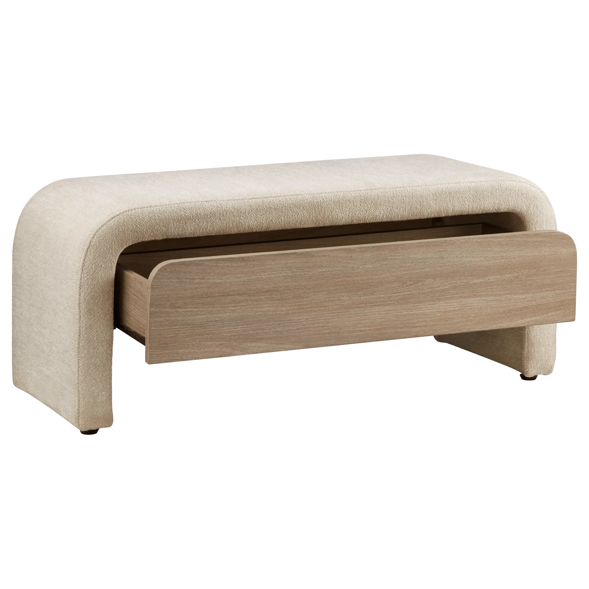 Fabric and Wood Bench with Storage - Image 5