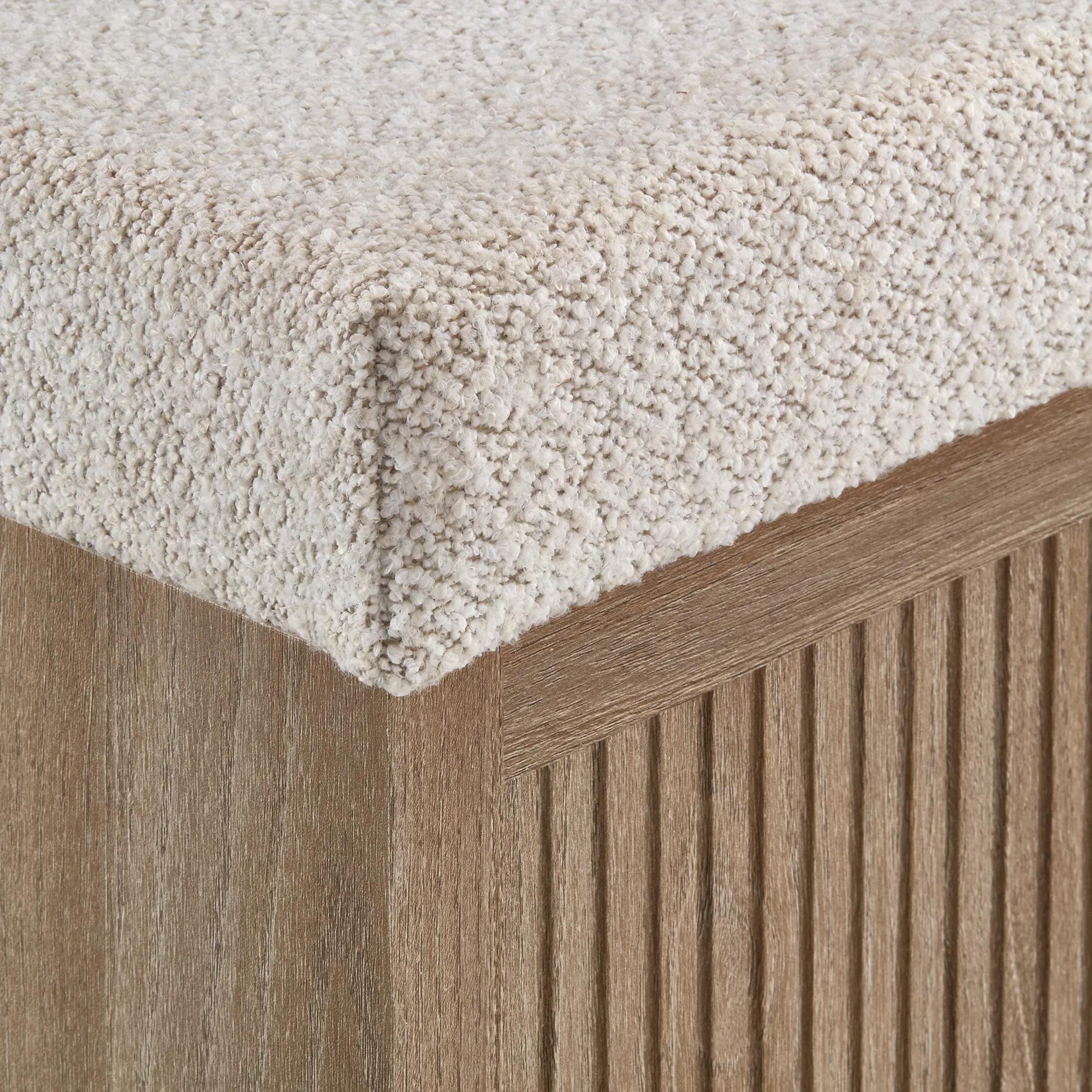 Fabric and Wood Ottoman with Storage - Image 2