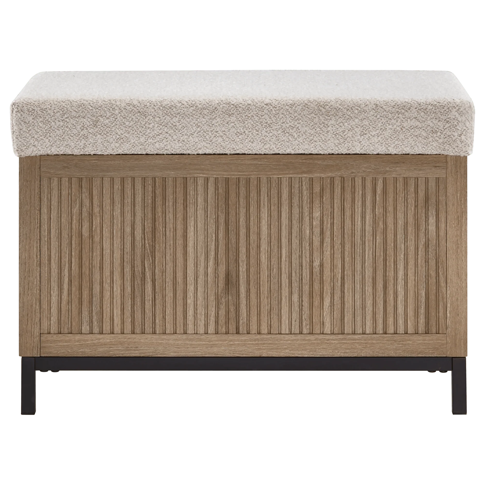 Fabric and Wood Ottoman with Storage - Image 5