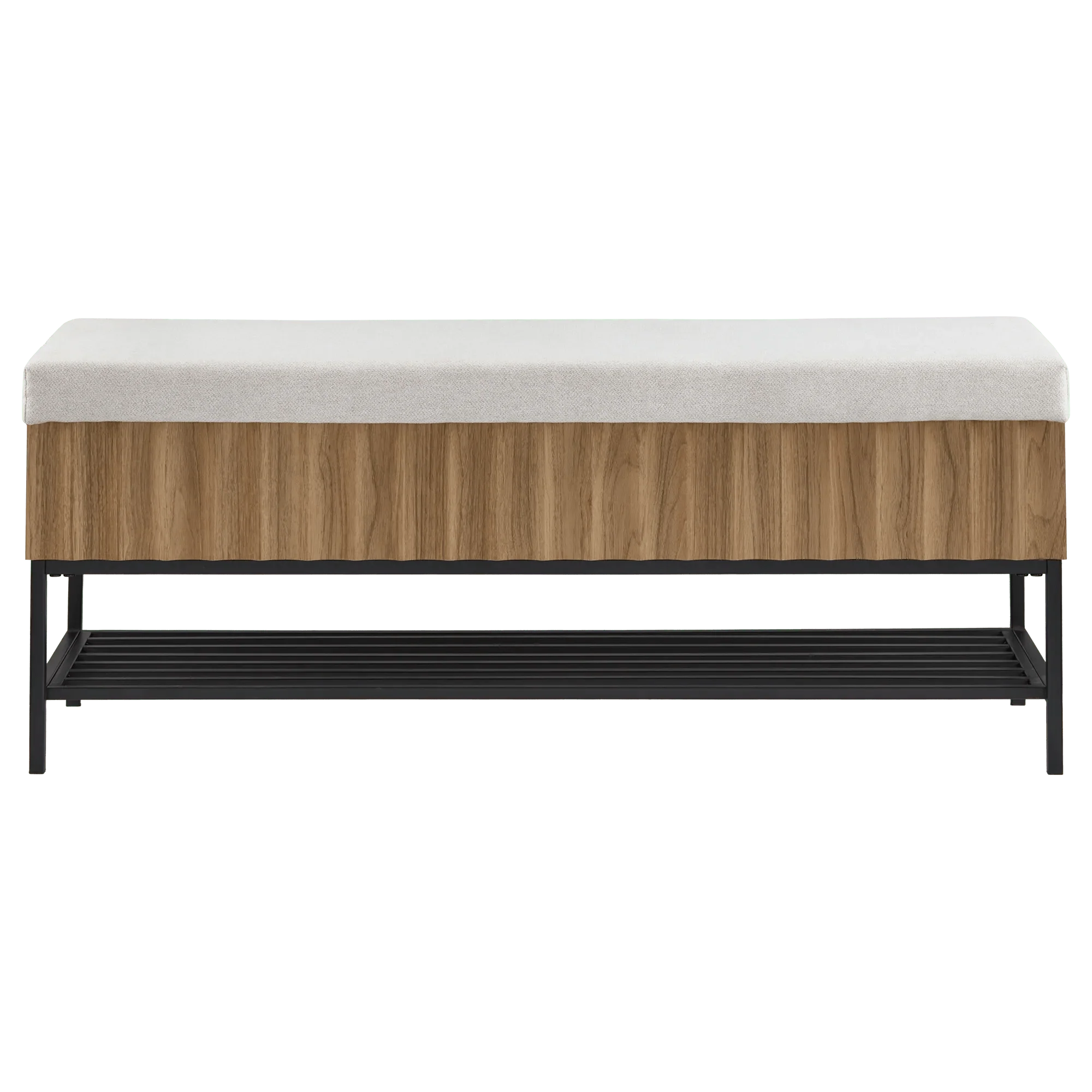 Fabric and Wood Storage Bench - Image 3