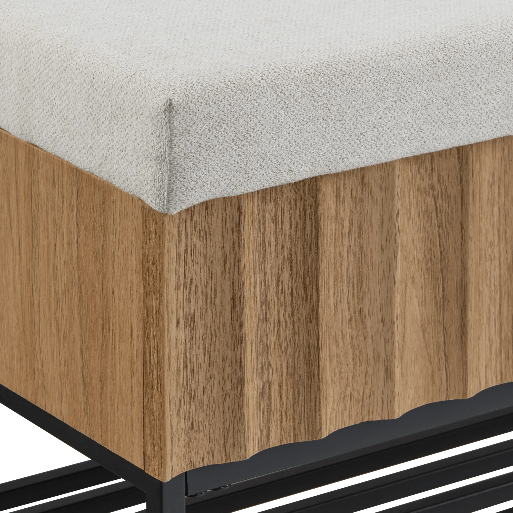 Fabric and Wood Storage Bench - Image 5