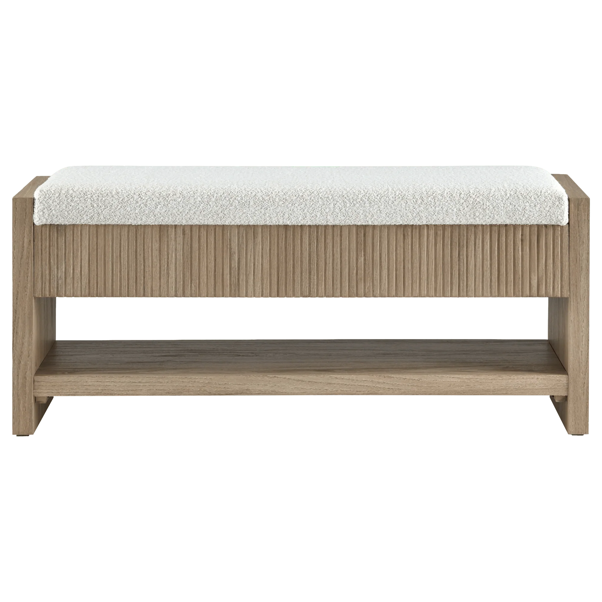 Fabric and Wood Storage Bench with Shelf - Image 3