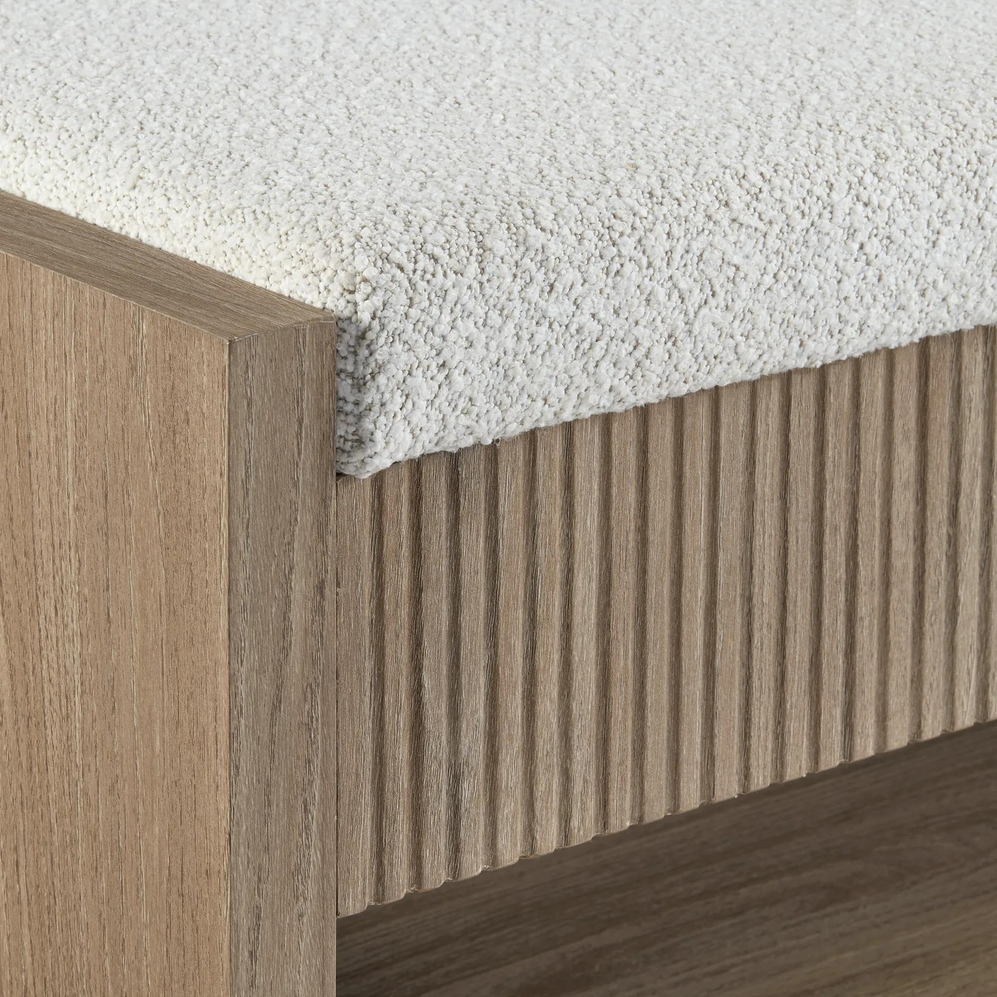 Fabric and Wood Storage Bench with Shelf - Image 4