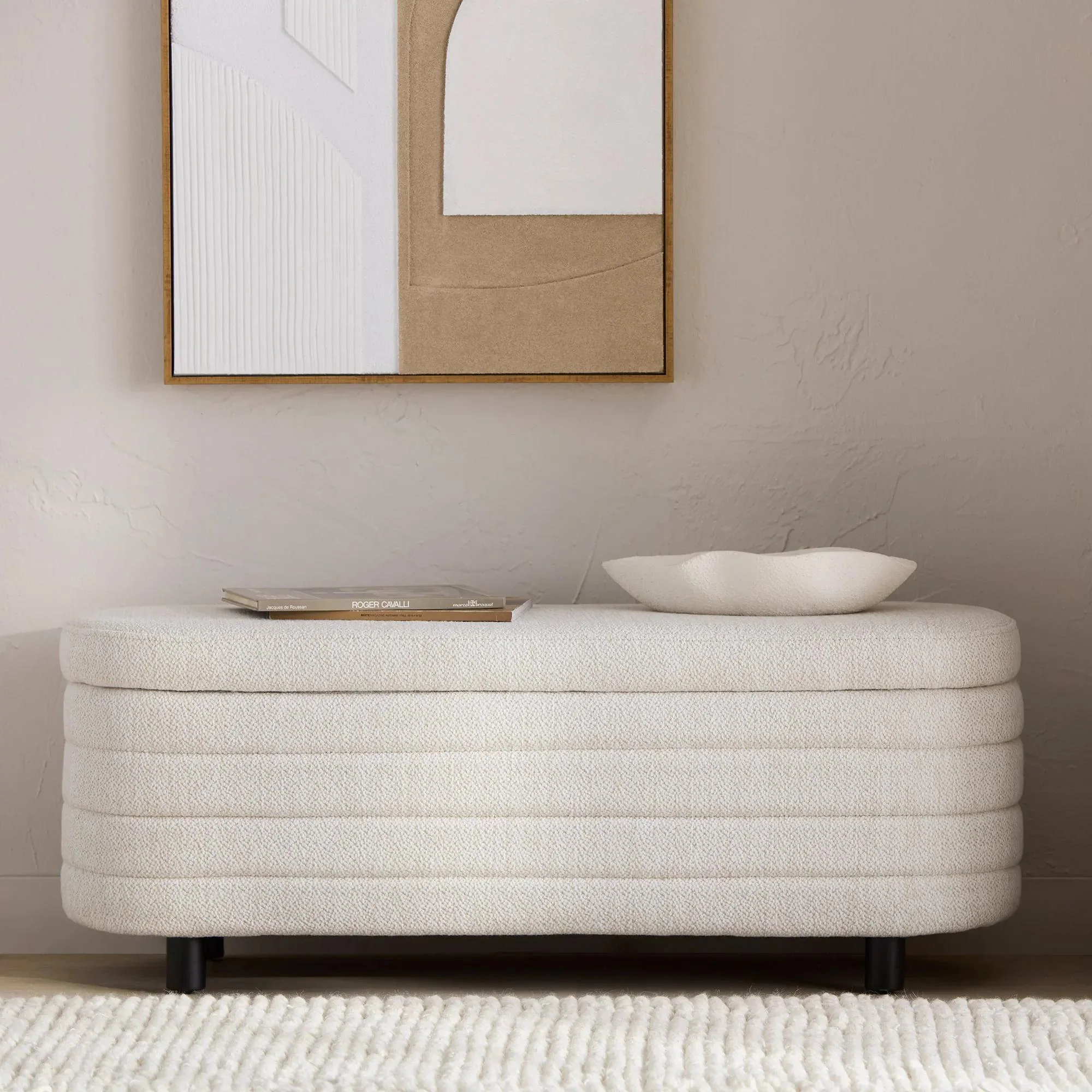Fabric Ottoman with Storage - Image 2