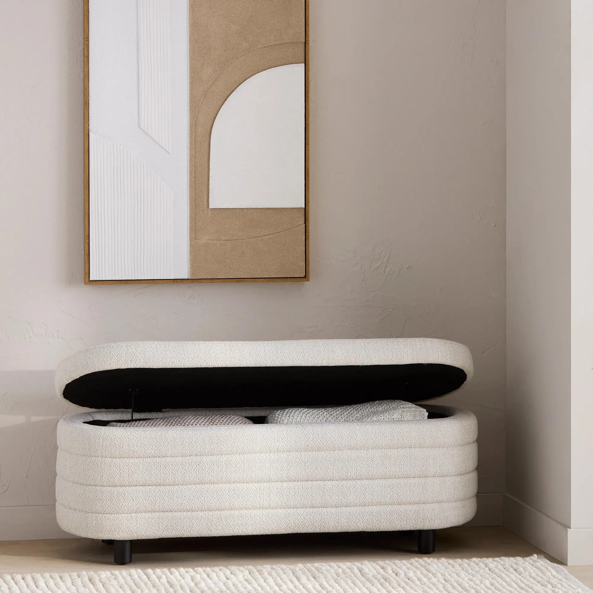 Fabric Ottoman with Storage - Image 3