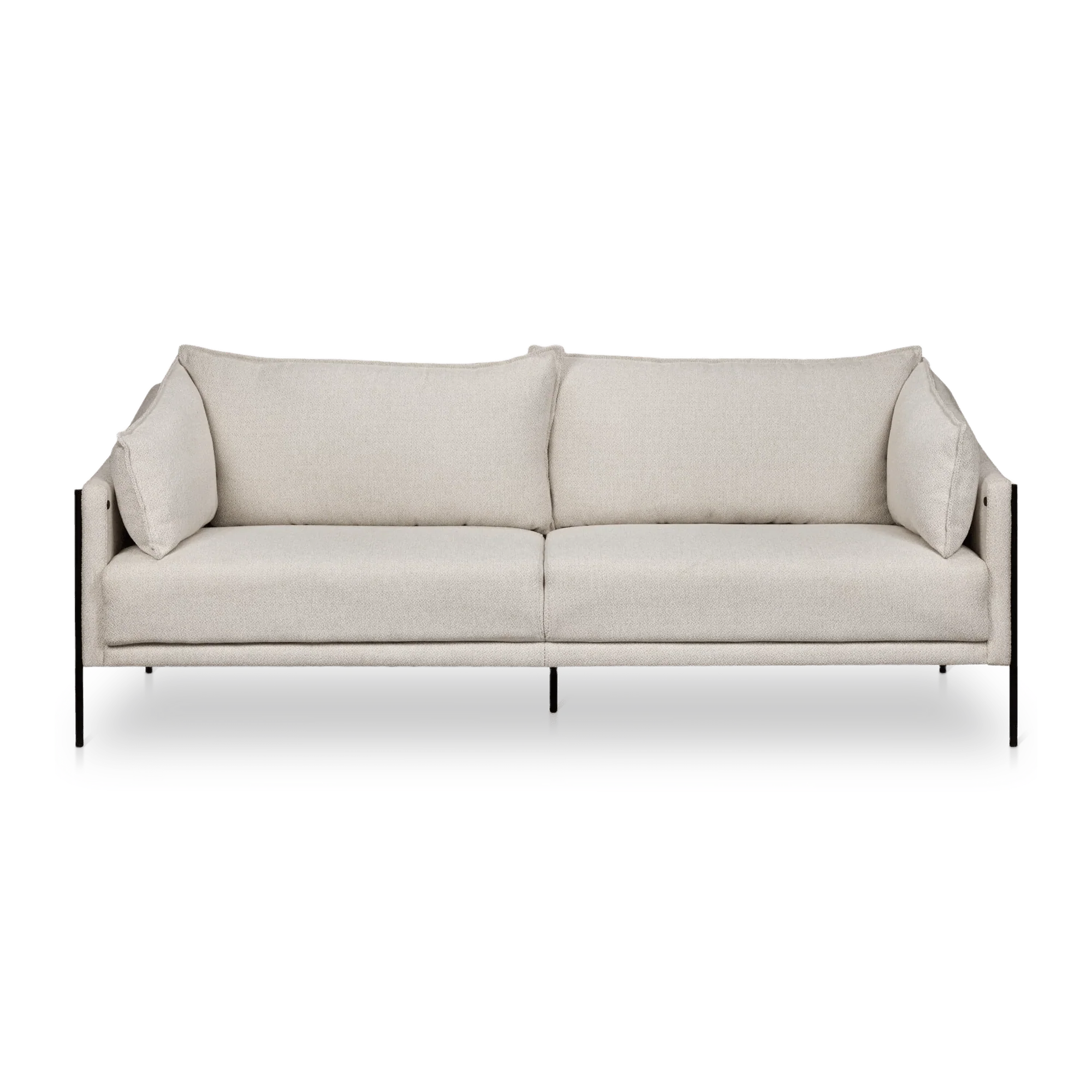 Oatmeal Fabric Sofa with Black Metal Legs - Image 5