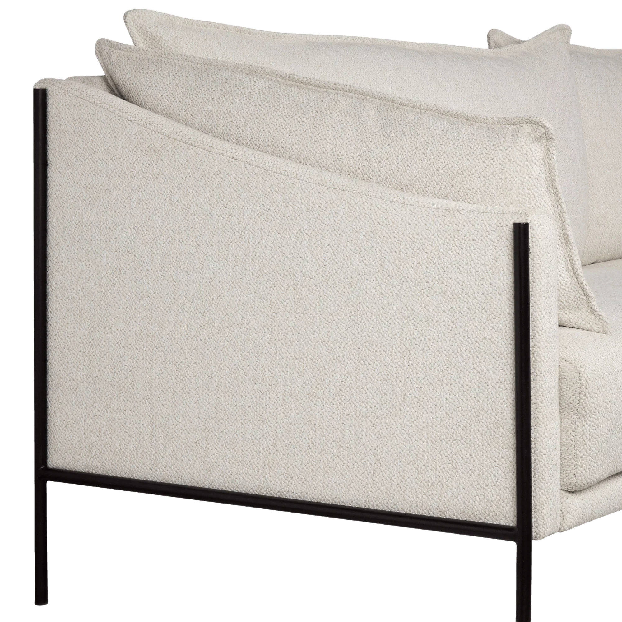 Oatmeal Fabric Sofa with Black Metal Legs - Image 6