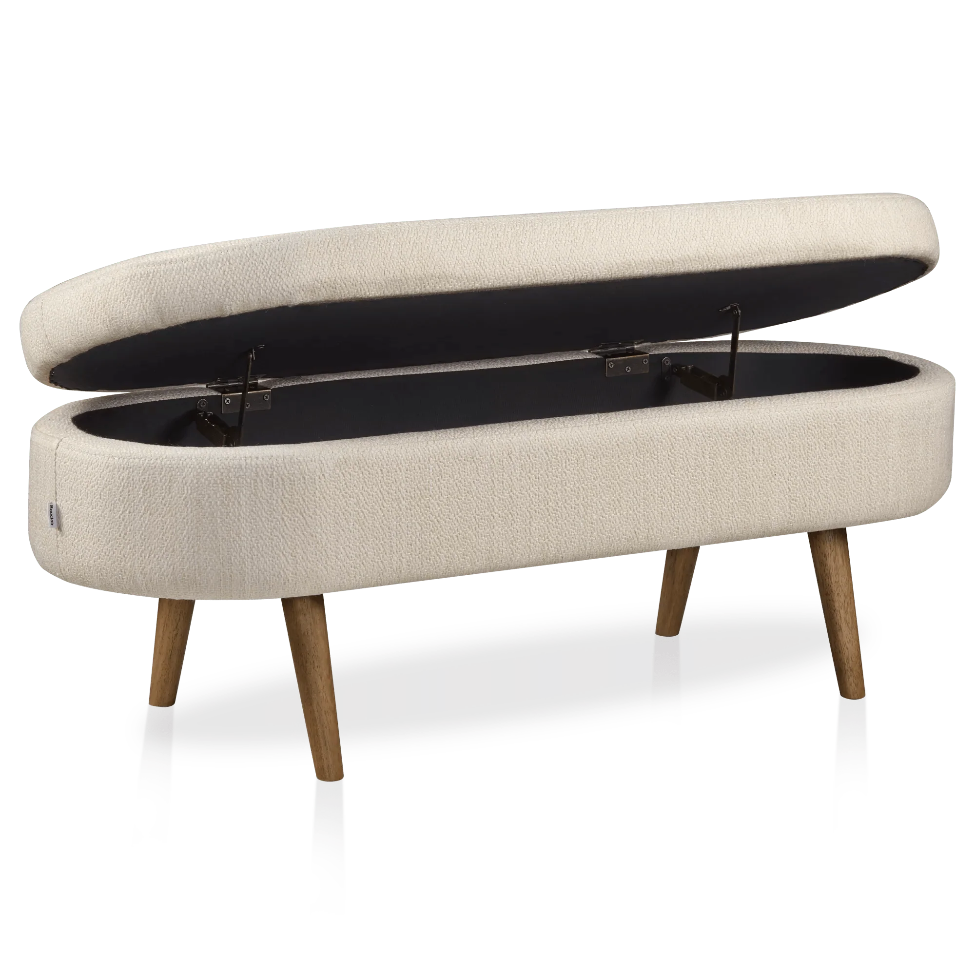 Fabric Storage Bench on Wooden Legs - Image 6