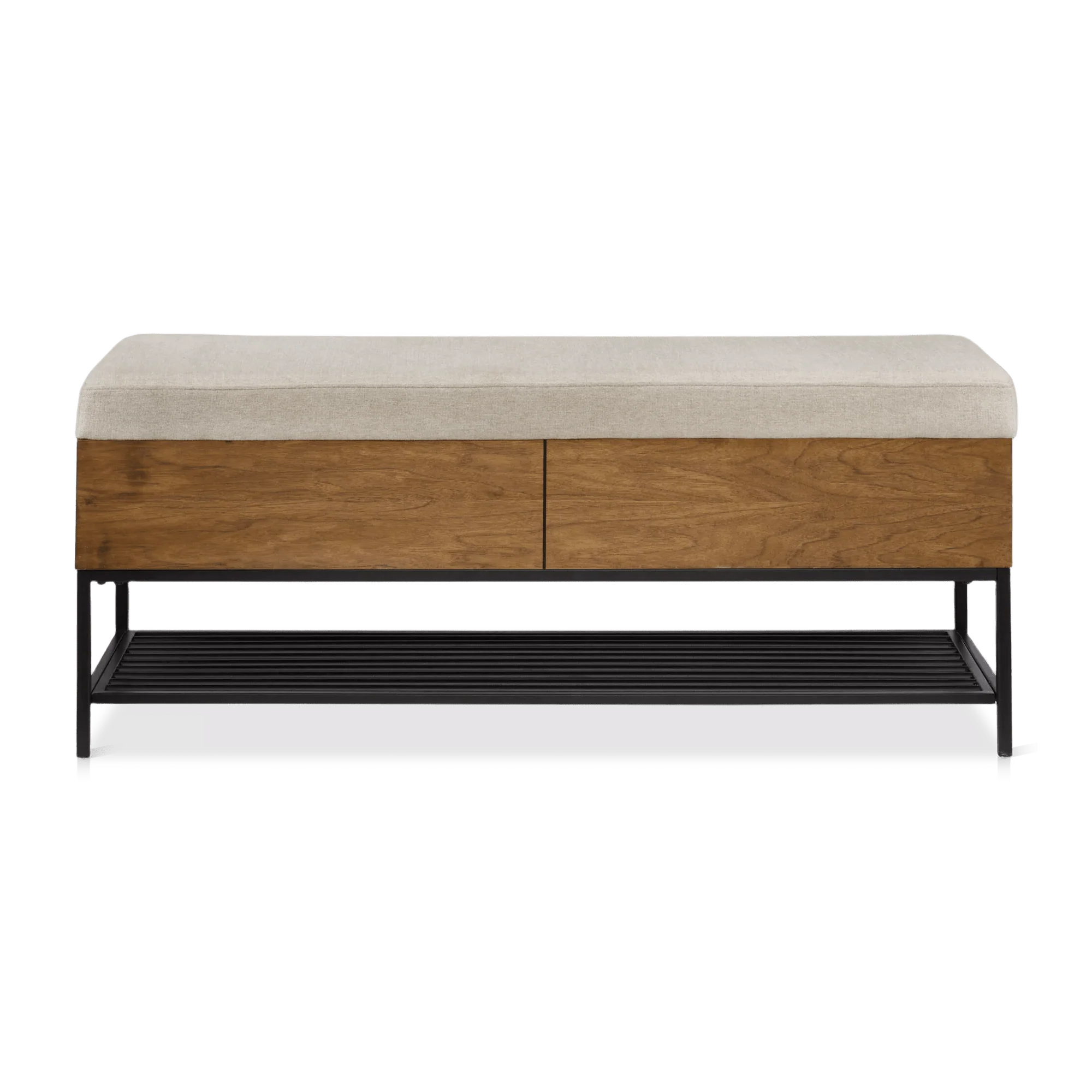 Fabric Wood and Metal Storage Bench with Shoe Rack - Image 8