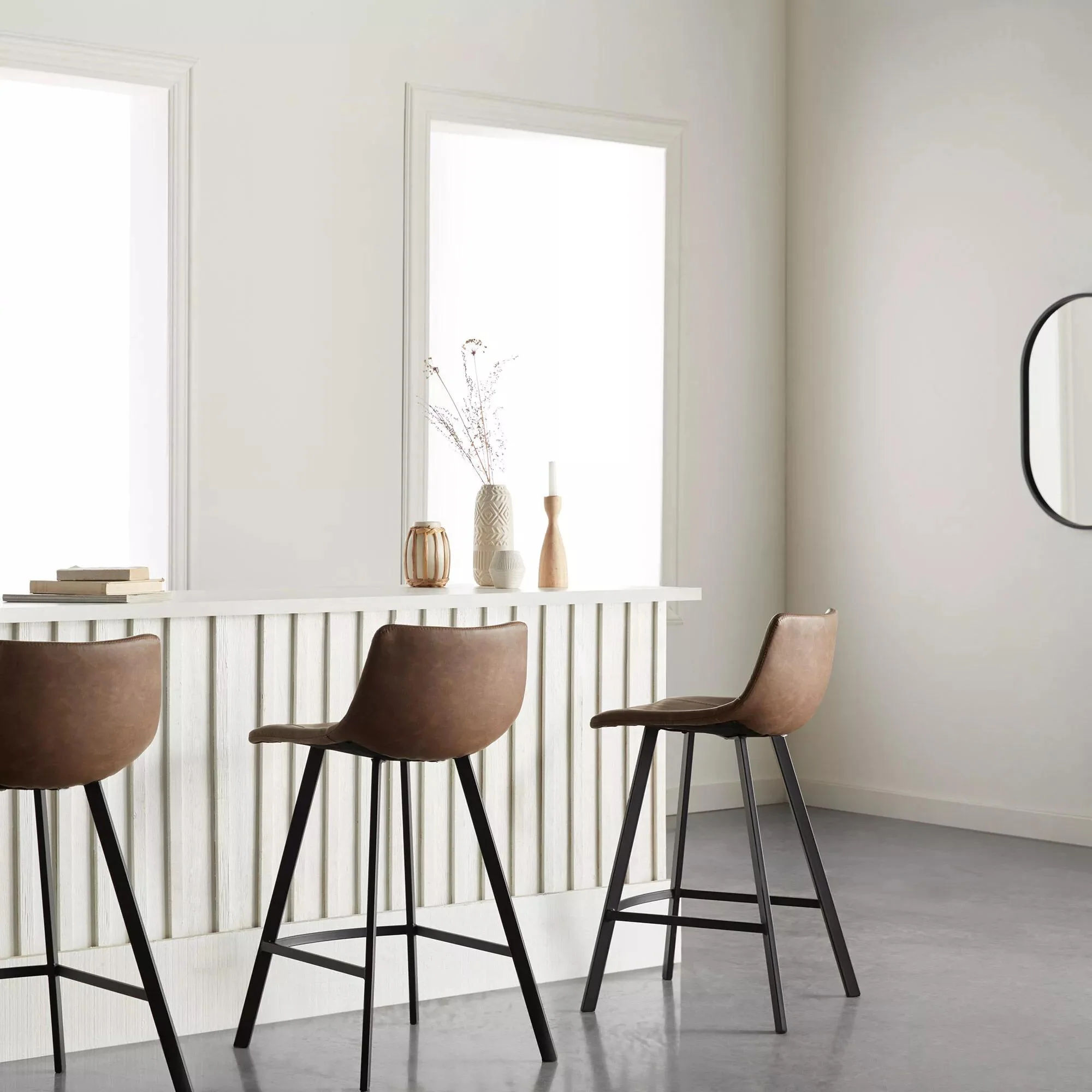 Faux Leather and Metal Bar Stool - Image 3
