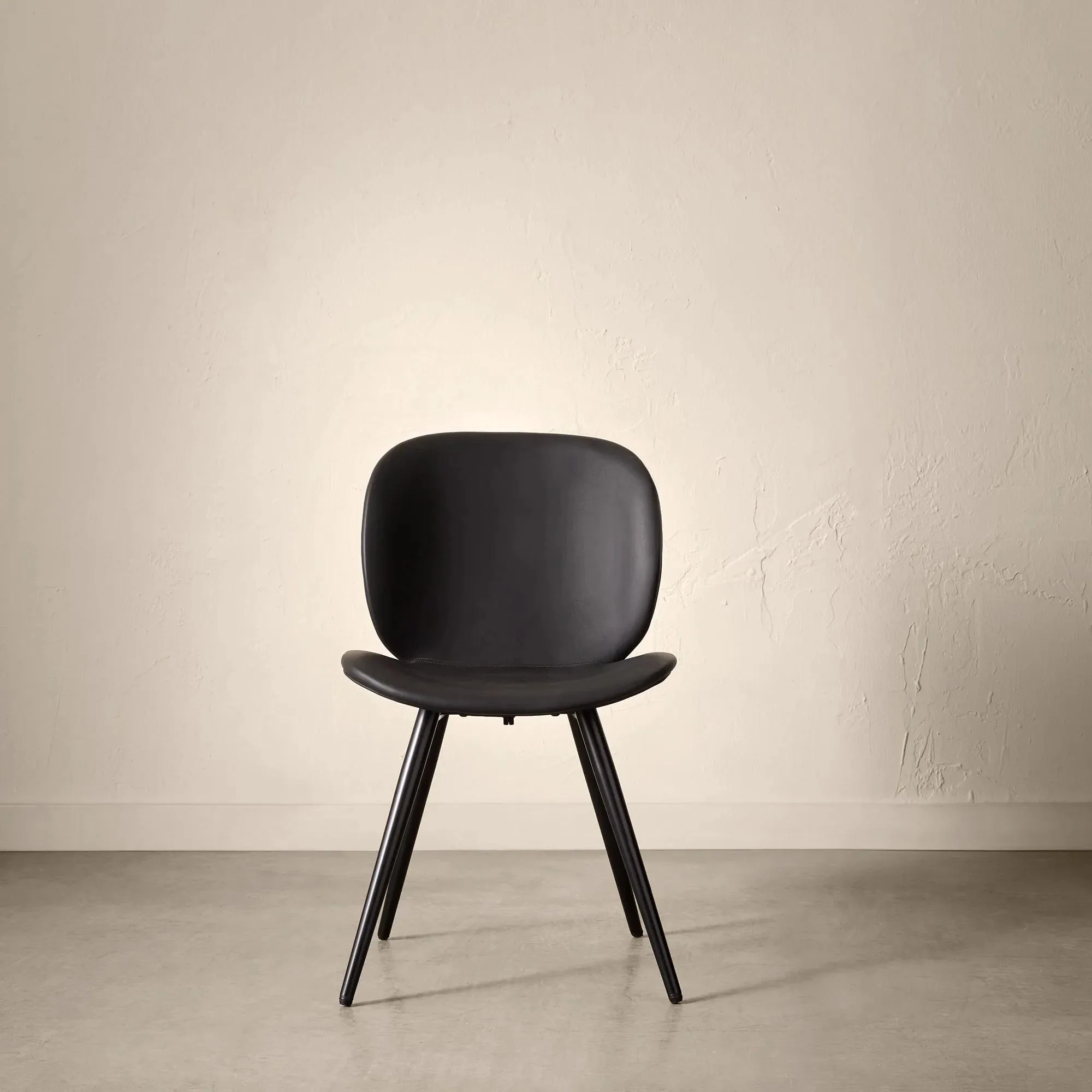 Black Faux Leather and Metal Chair - Image 3