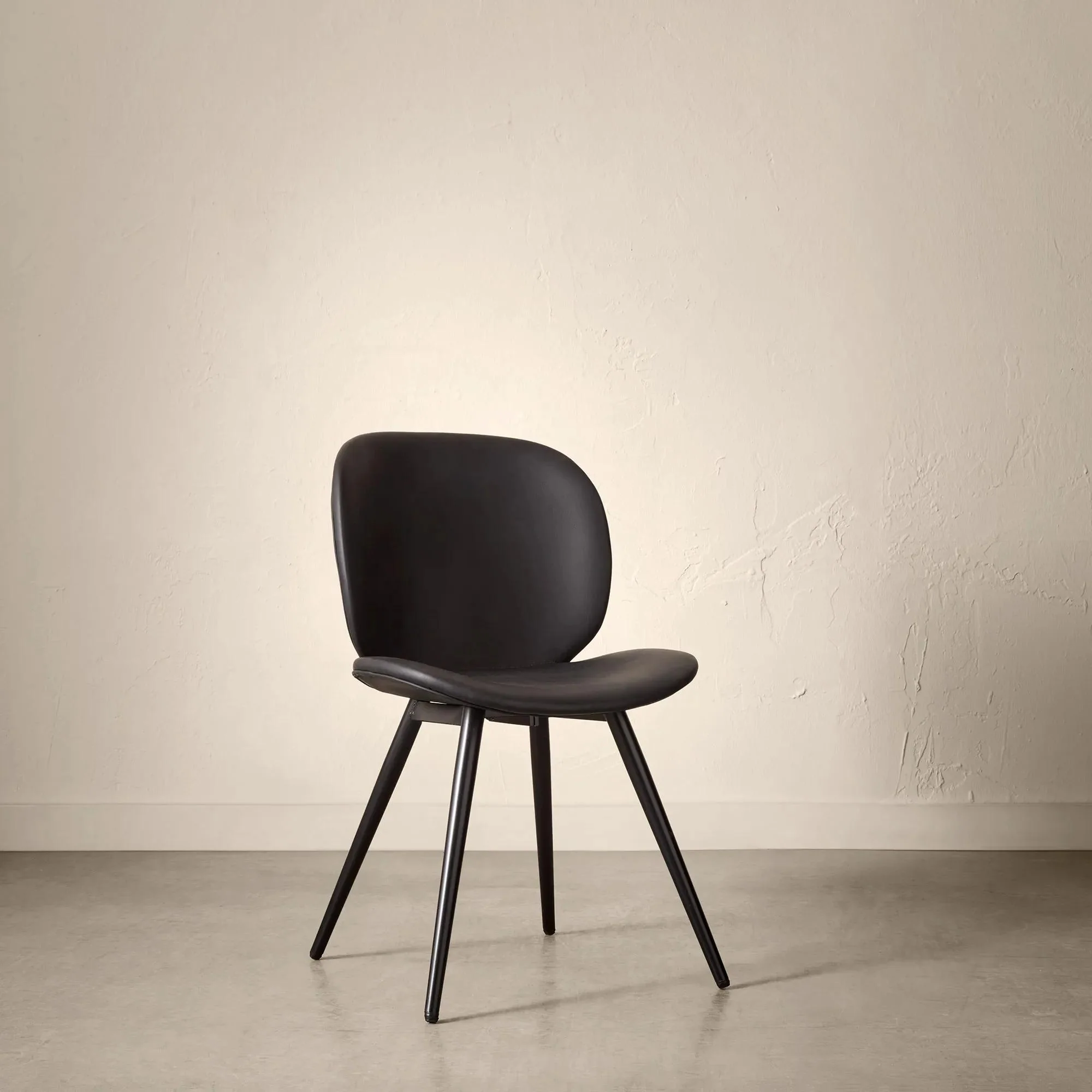 Black Faux Leather and Metal Chair - Image 4