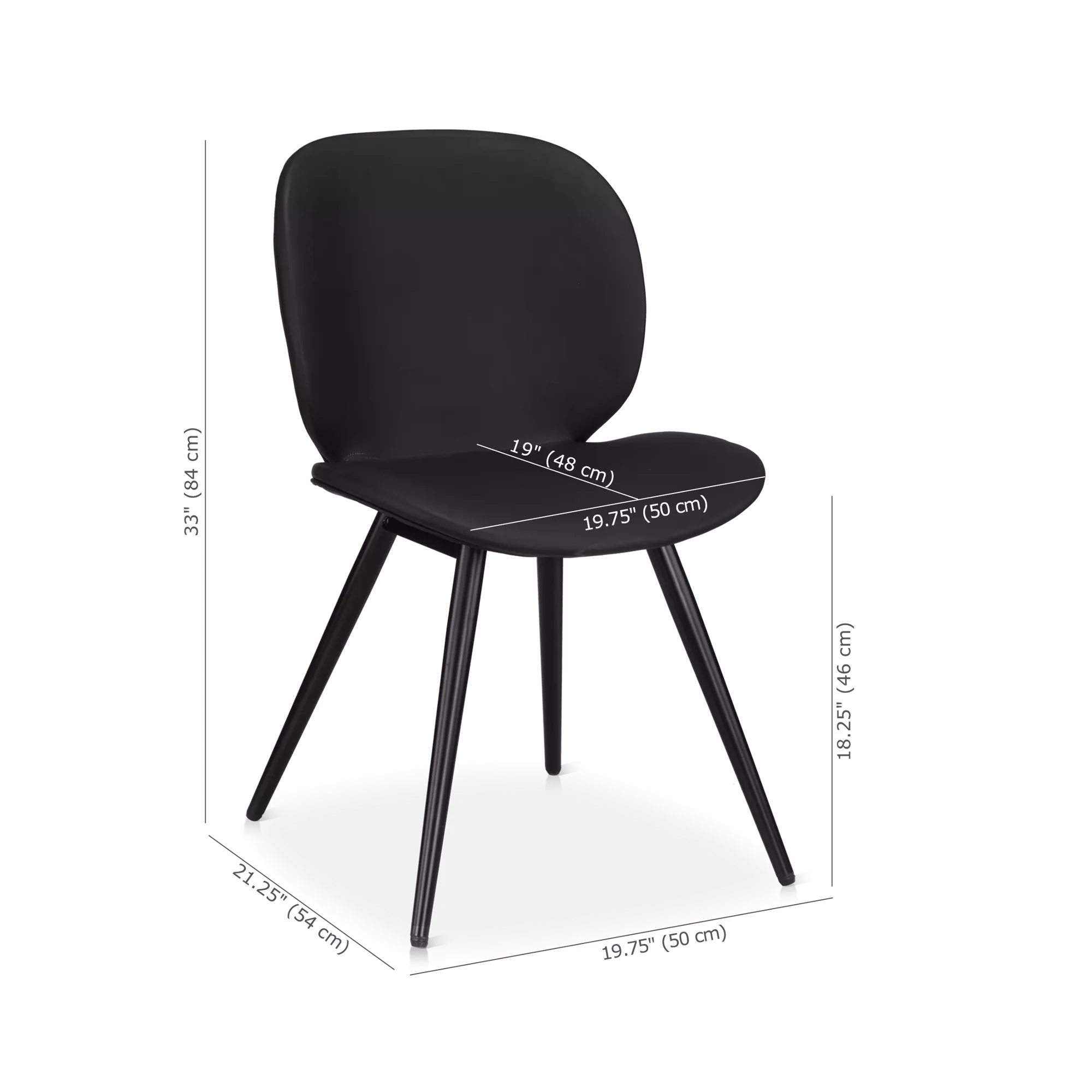 Black Faux Leather and Metal Chair - Image 8