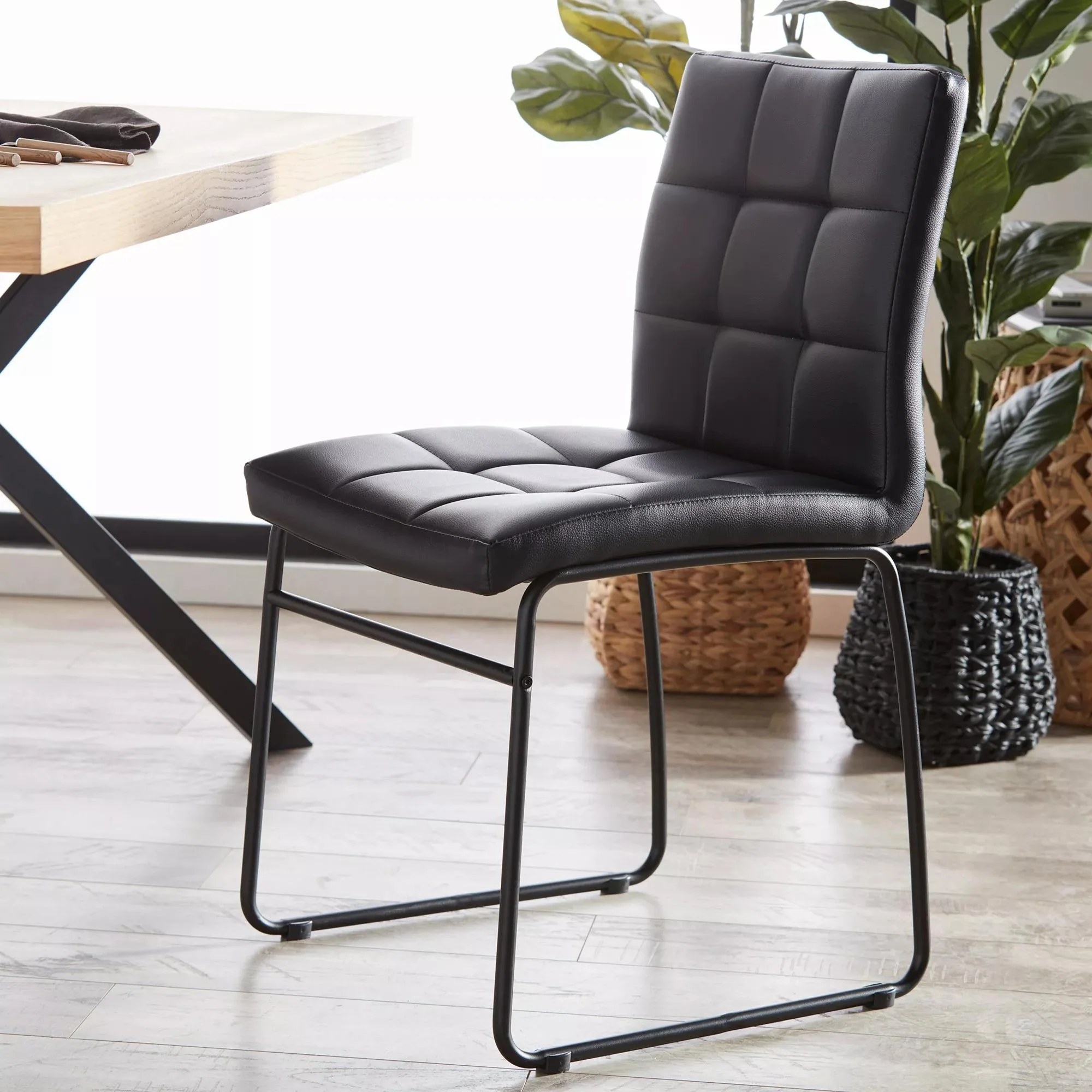Faux Leather and Metal Dining Chair - Image 4