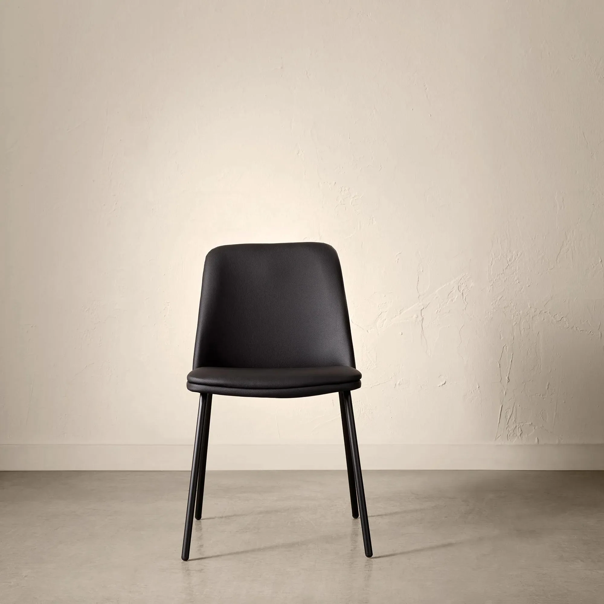 Black Faux Leather and Metal Dining Chair - Image 3